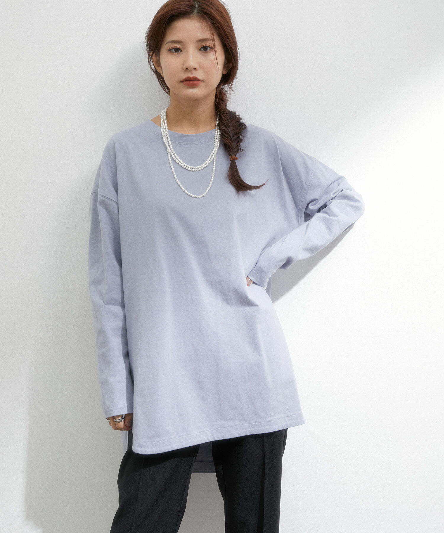 VIS「シルエットスッキリUSAコットンロングTシャツ」|Tシャツ・カットソー|