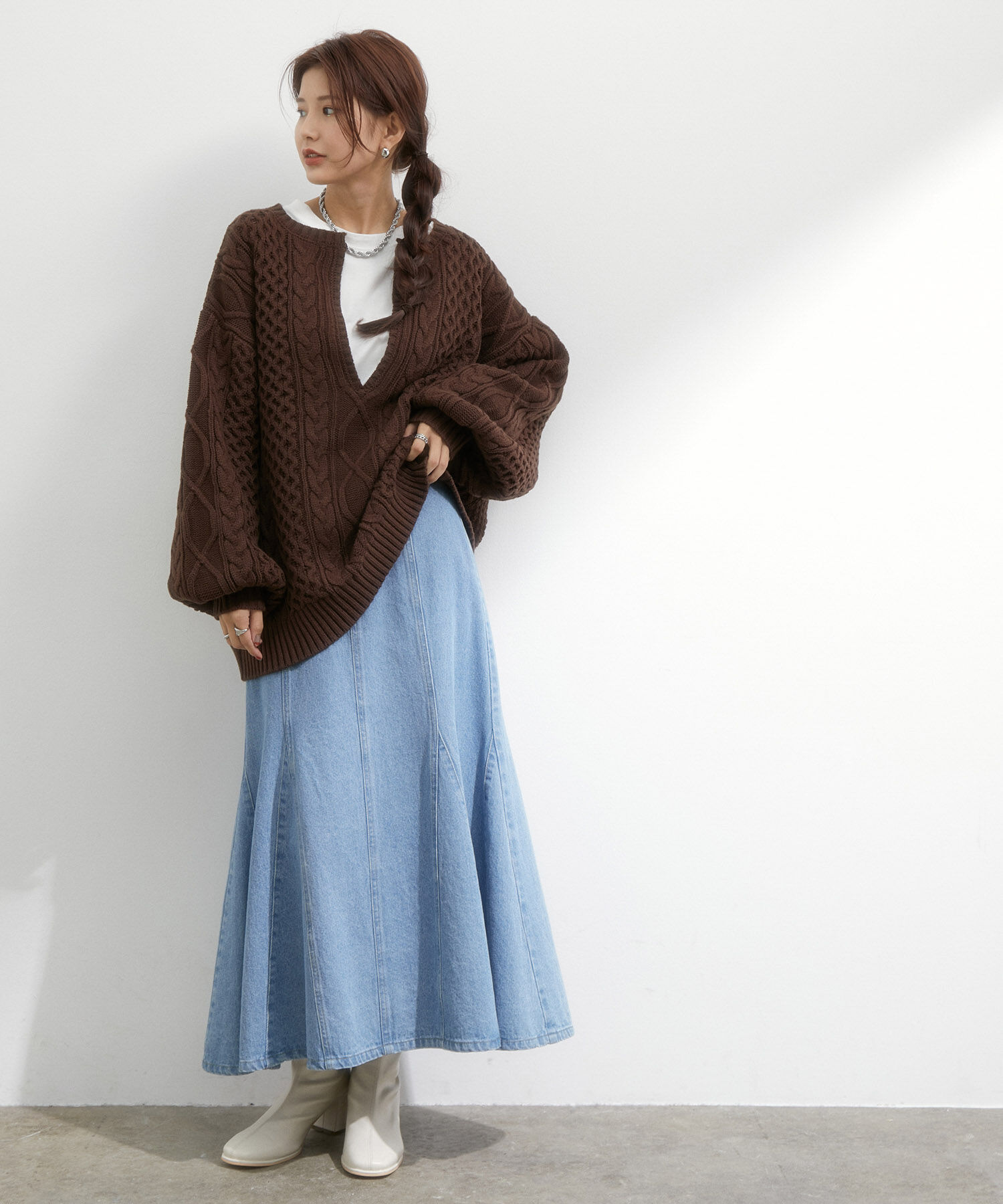 VIS「シルエットスッキリUSAコットンロングTシャツ」|Tシャツ・カットソー|