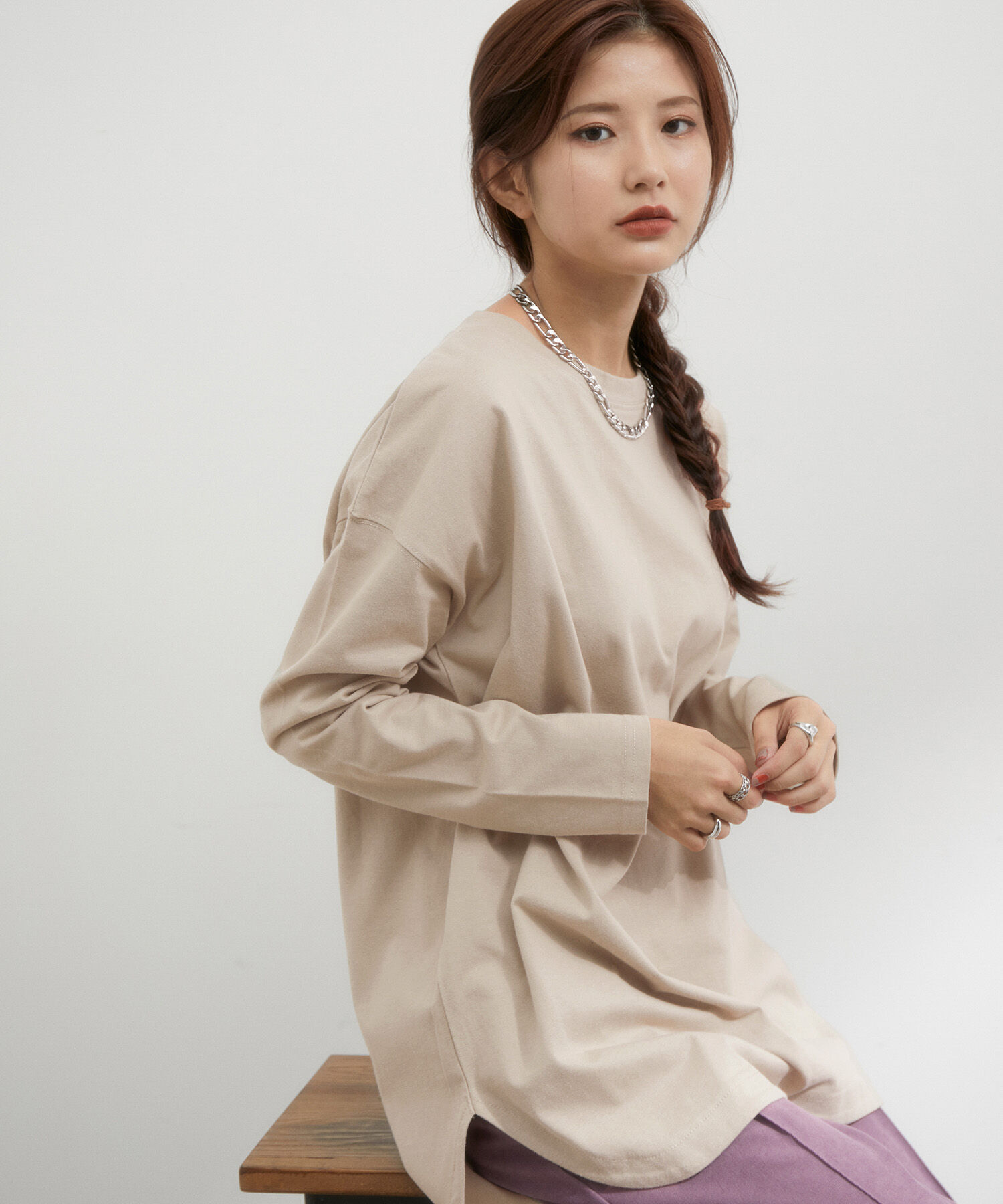 VIS「シルエットスッキリUSAコットンロングTシャツ」|Tシャツ・カットソー|