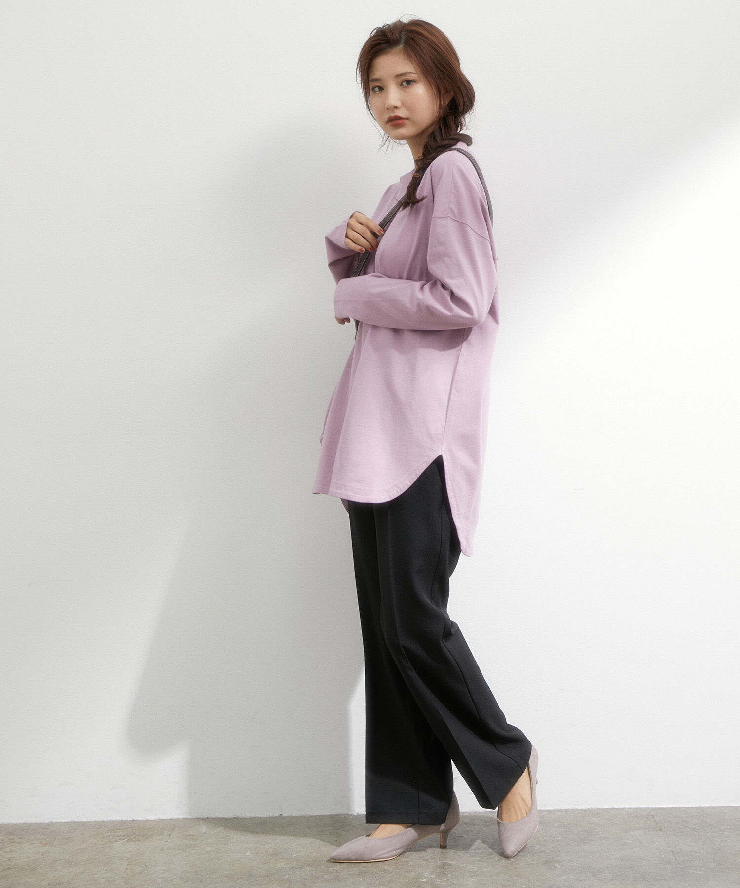 VIS「シルエットスッキリUSAコットンロングTシャツ」|Tシャツ・カットソー|