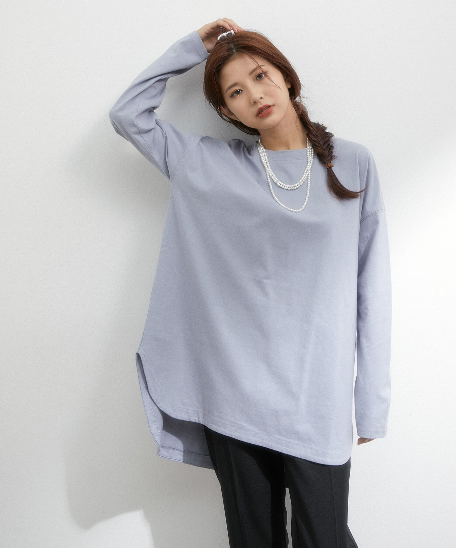 VIS「シルエットスッキリUSAコットンロングTシャツ」|Tシャツ・カットソー|