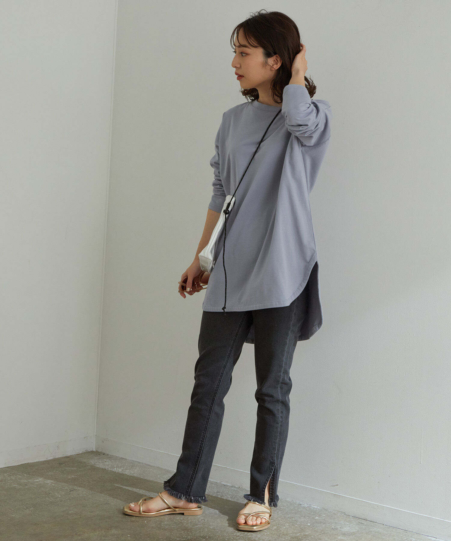 VIS「シルエットスッキリUSAコットンロングTシャツ」|Tシャツ・カットソー|