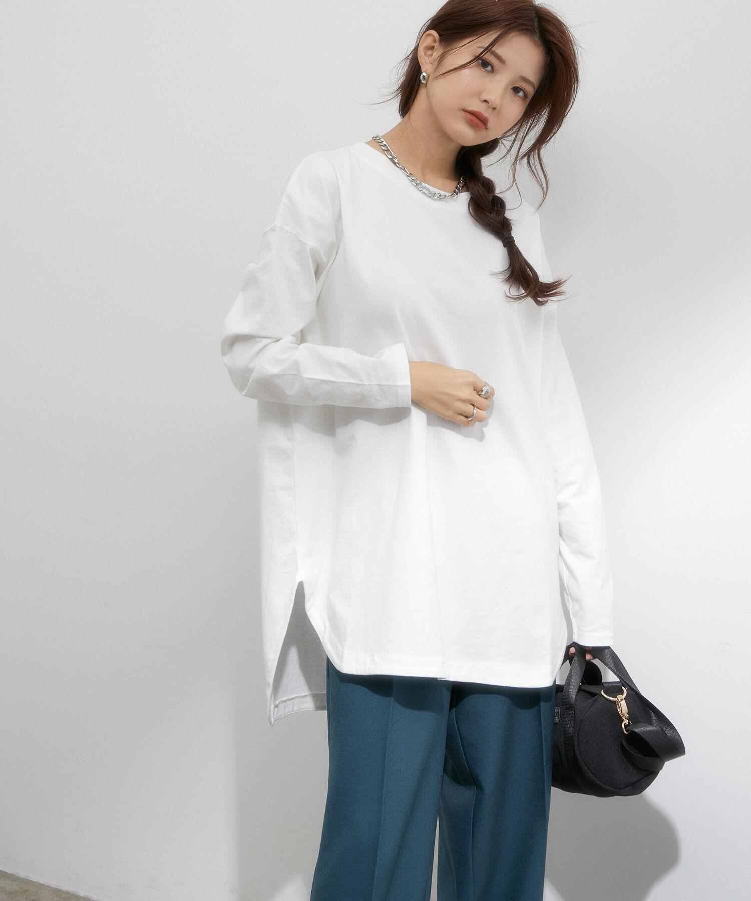 VIS「シルエットスッキリUSAコットンロングTシャツ」|Tシャツ・カットソー|