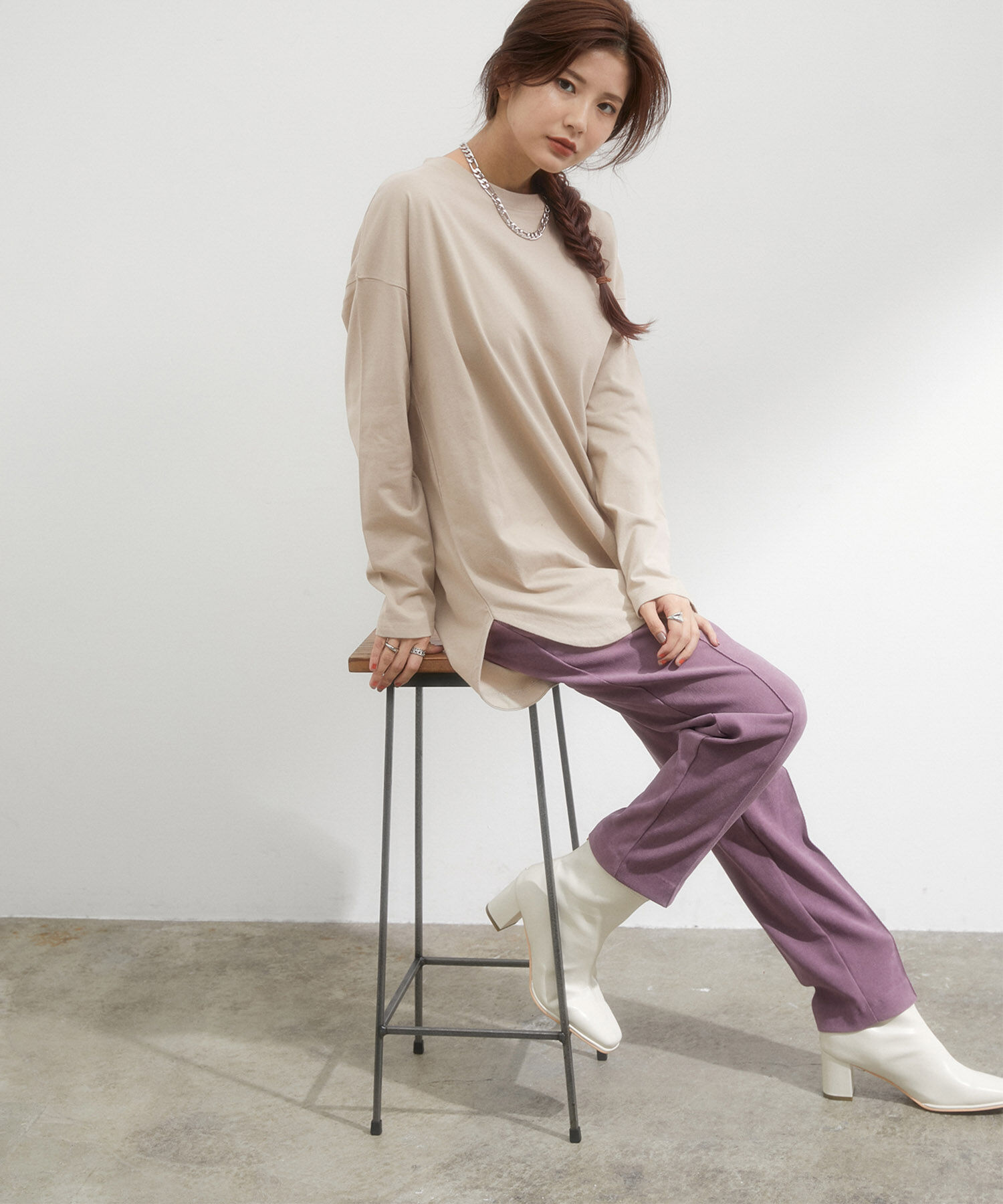 VIS「シルエットスッキリUSAコットンロングTシャツ」|Tシャツ・カットソー|