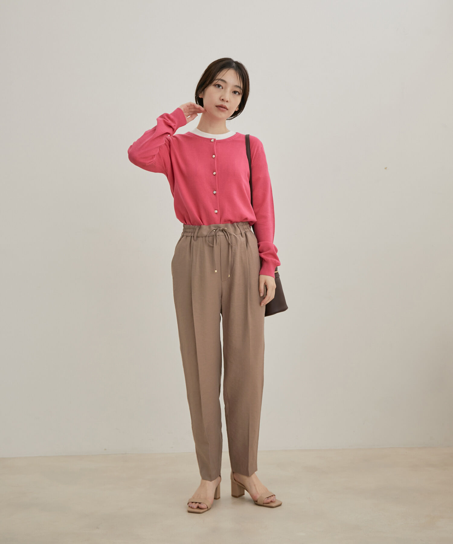 VIS「【新色追加】【接触冷感・洗える】リネンライクイージーパンツ【セットアップ対応】」|スラックス|