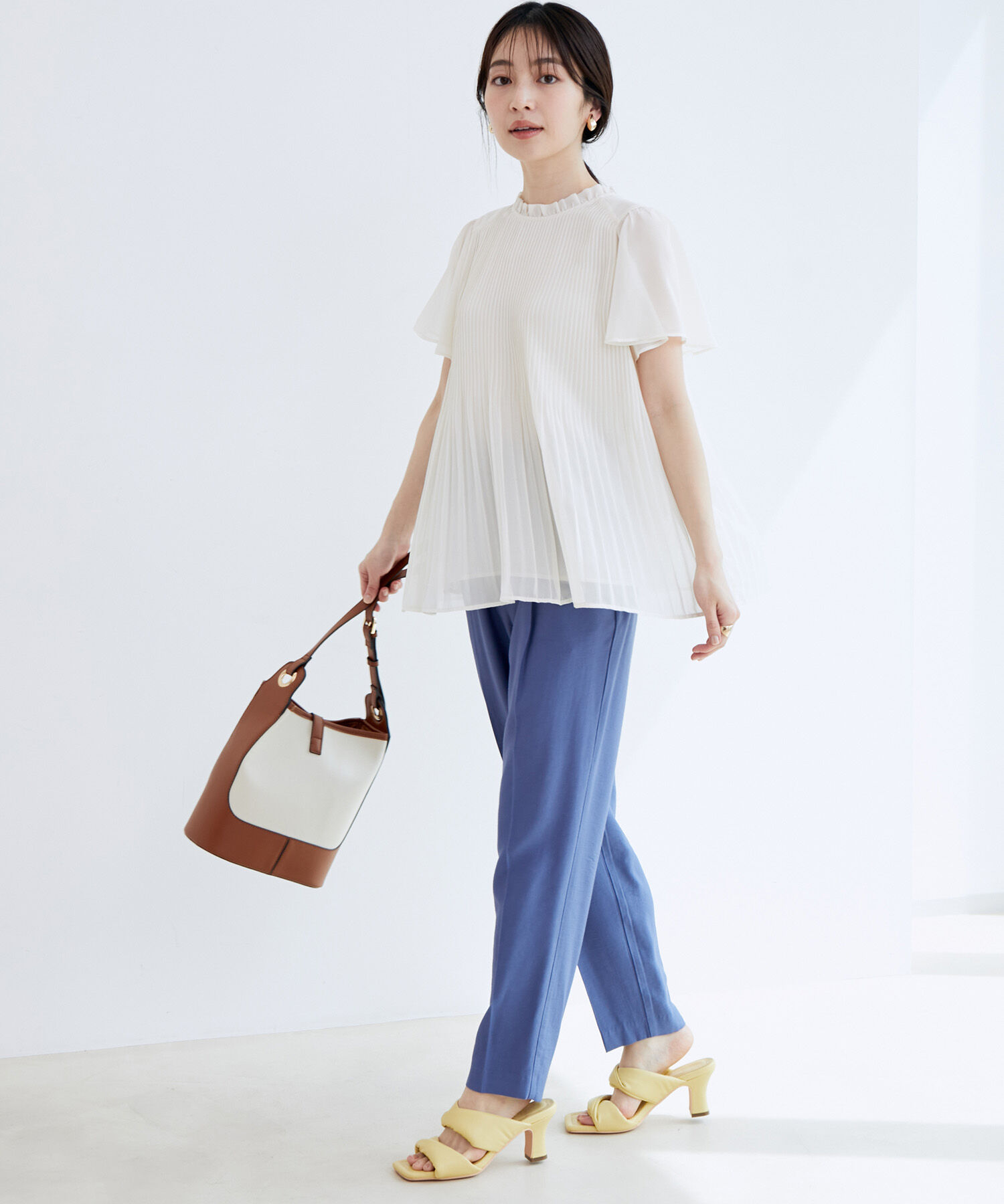 VIS「【新色追加】【接触冷感・洗える】リネンライクイージーパンツ【セットアップ対応】」|スラックス|