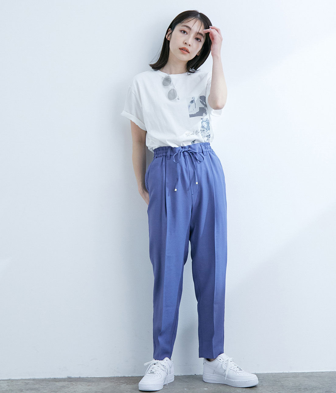 VIS「【新色追加】【接触冷感・洗える】リネンライクイージーパンツ【セットアップ対応】」|スラックス|