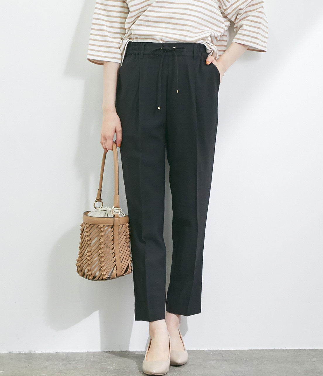 VIS「【新色追加】【接触冷感・洗える】リネンライクイージーパンツ【セットアップ対応】」|スラックス|