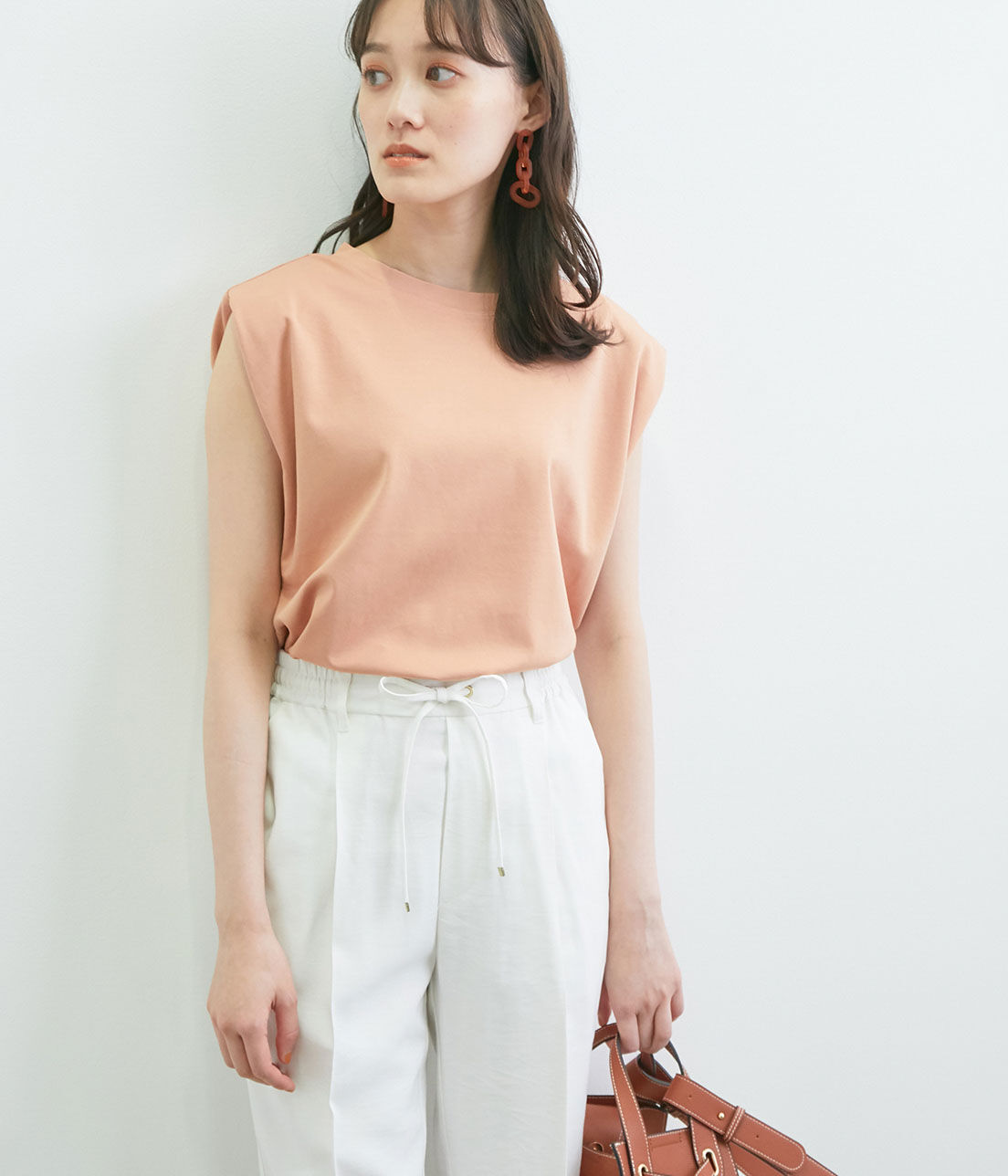 VIS「【新色追加】【接触冷感・洗える】リネンライクイージーパンツ【セットアップ対応】」|スラックス|