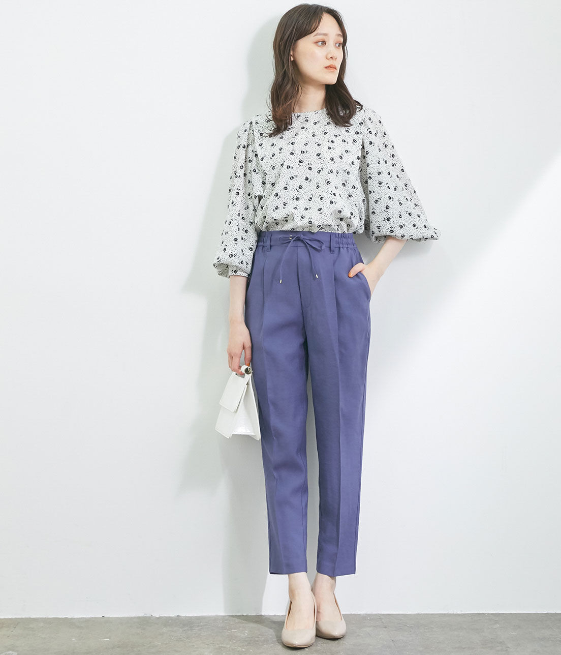 VIS「【新色追加】【接触冷感・洗える】リネンライクイージーパンツ【セットアップ対応】」|スラックス|