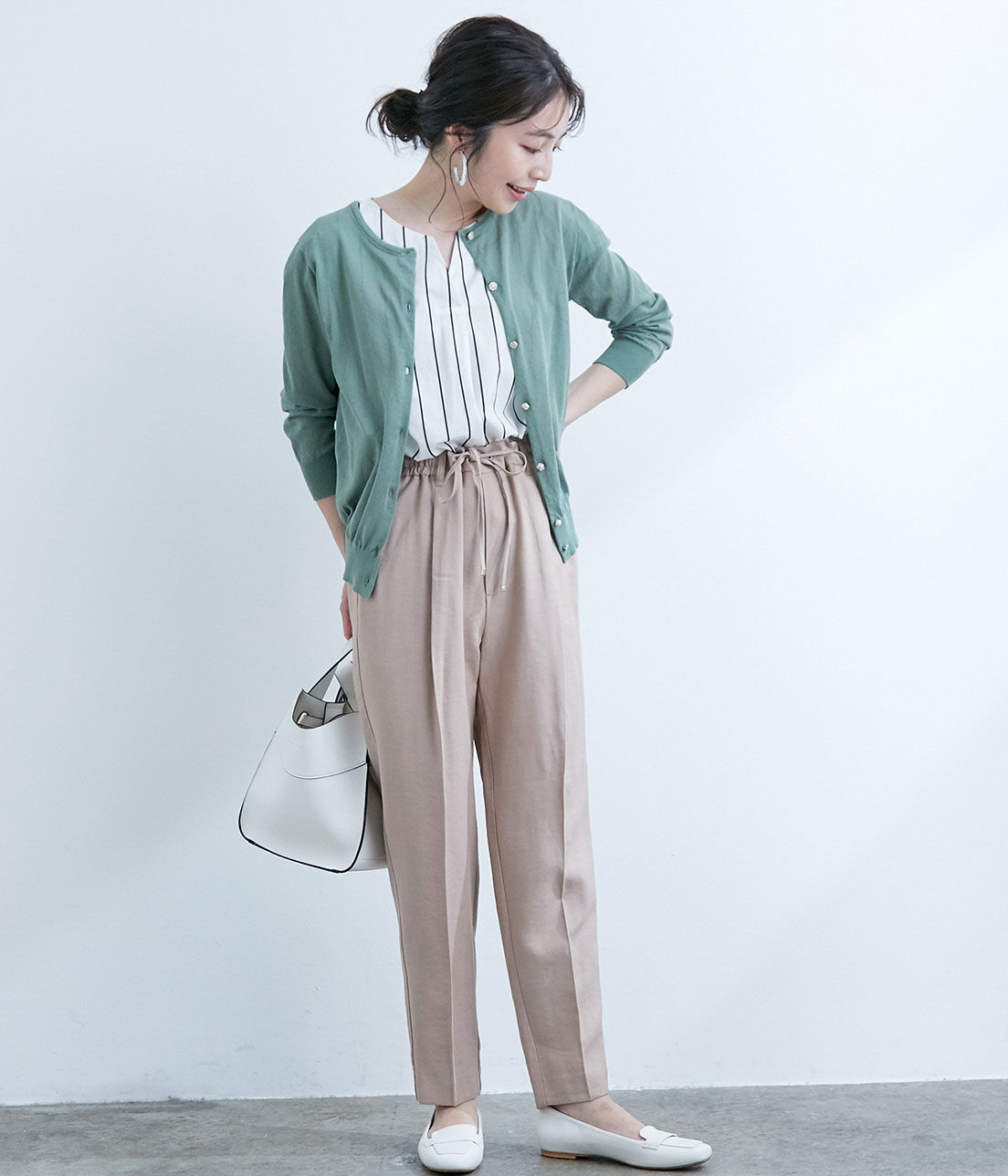 VIS「【新色追加】【接触冷感・洗える】リネンライクイージーパンツ【セットアップ対応】」|スラックス|