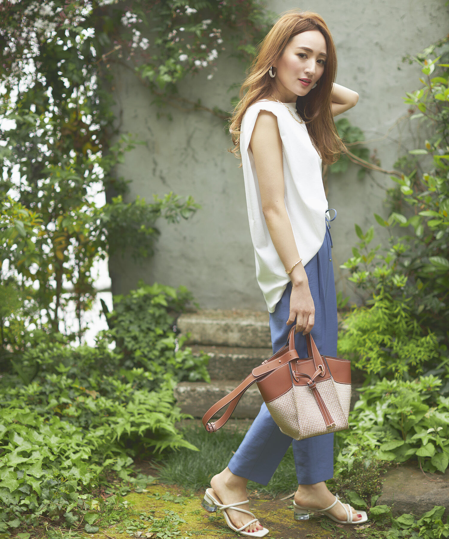 VIS「【新色追加】【接触冷感・洗える】リネンライクイージーパンツ【セットアップ対応】」|スラックス|