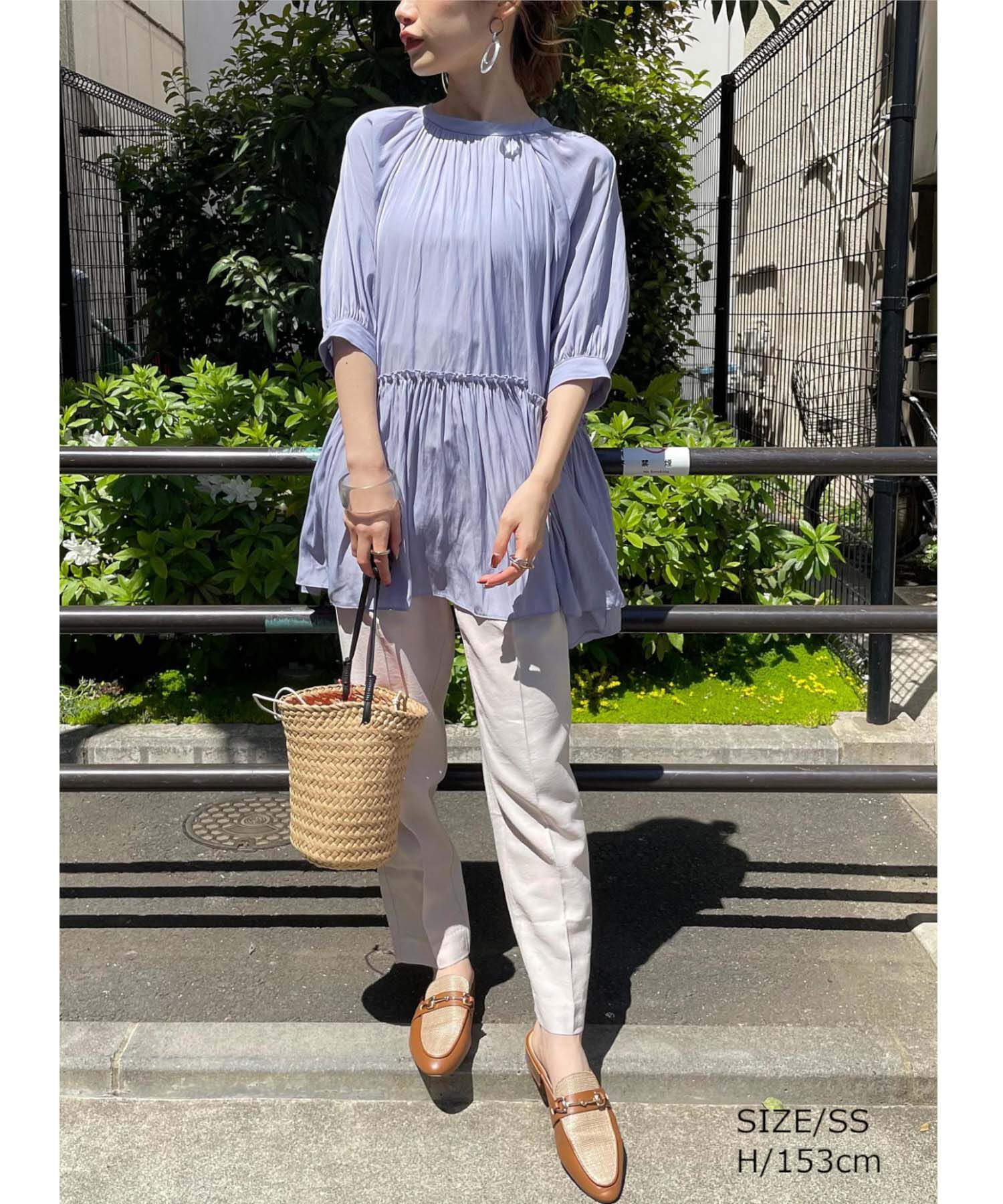 VIS「【新色追加】【接触冷感・洗える】リネンライクイージーパンツ【セットアップ対応】」|スラックス|