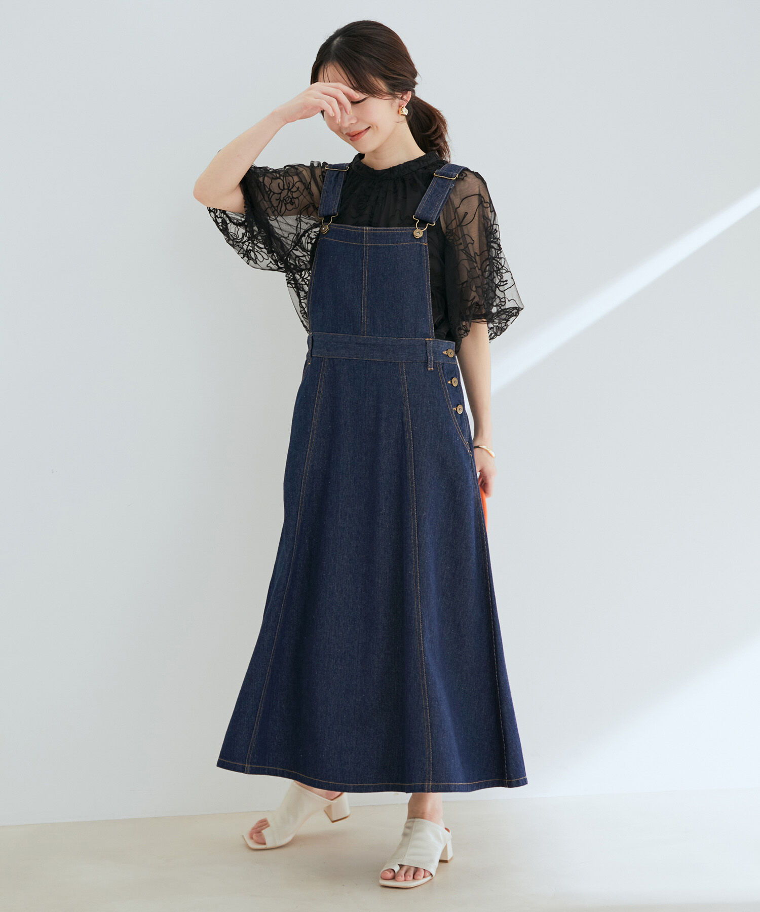 vis-a-vis「【WEB限定】デニム＆ツイルジャンパースカート」|ジャンパースカート|