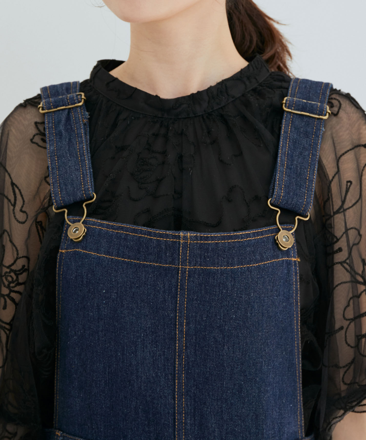 vis-a-vis「【WEB限定】デニム＆ツイルジャンパースカート」|ジャンパースカート|