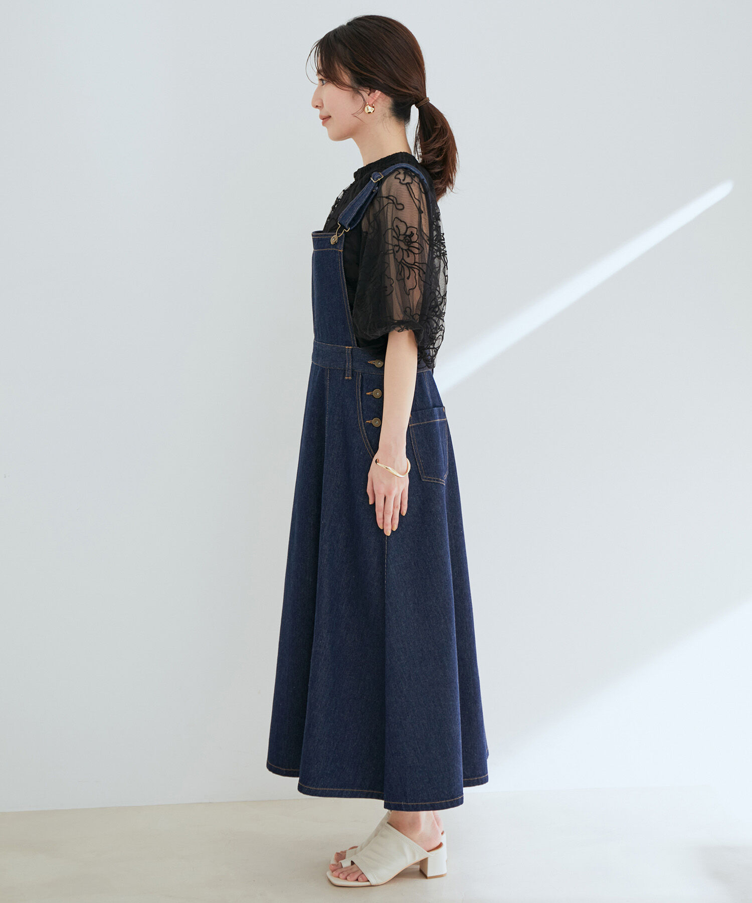 vis-a-vis「【WEB限定】デニム＆ツイルジャンパースカート」|ジャンパースカート|