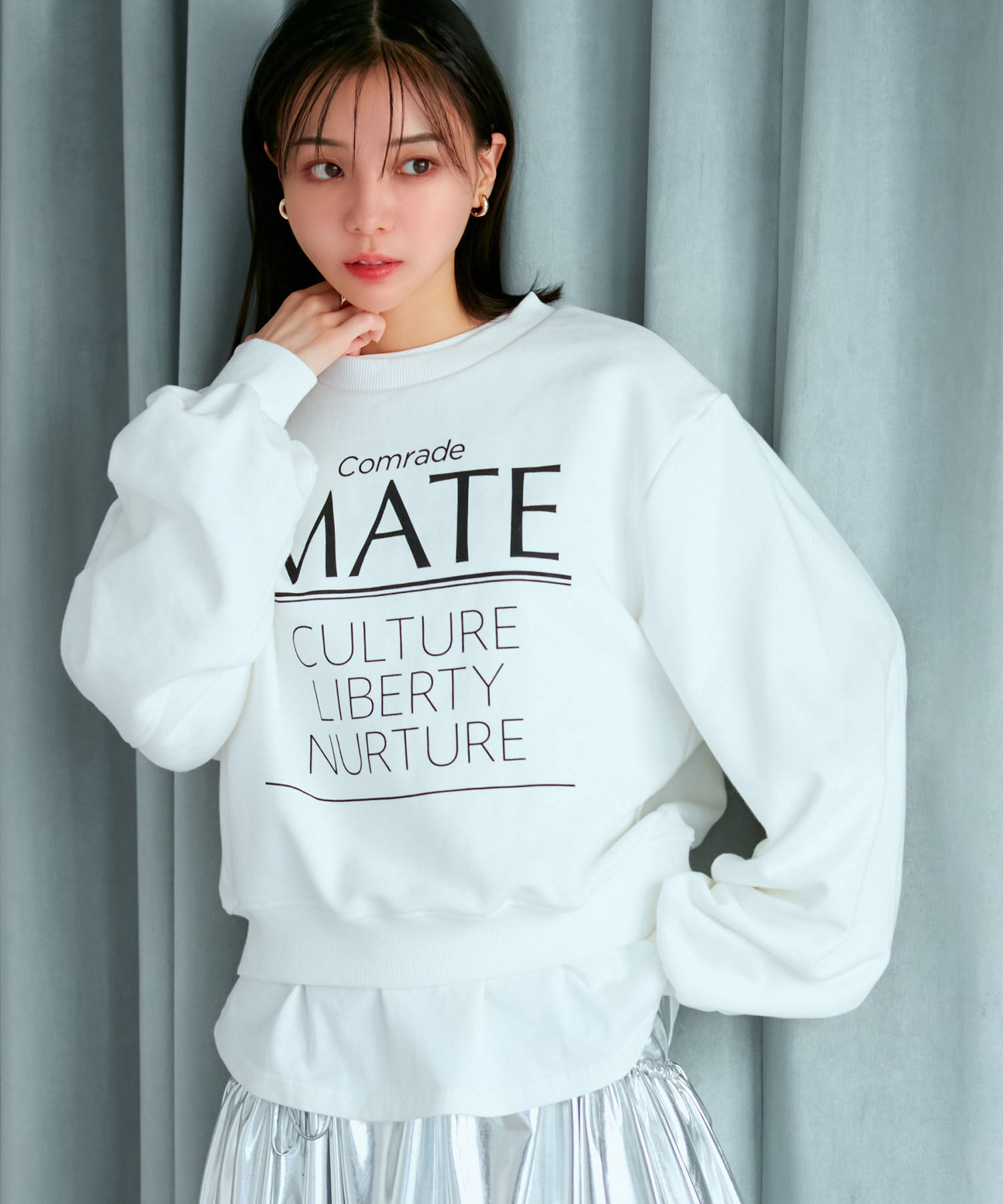 VIS「【洗える】ショート丈ロゴプリントスウェット」|スウェット・ジャージ|