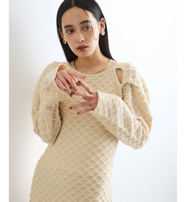 VIS「【洗える】クロスジャガードデザインニットワンピース」|ワンピース|