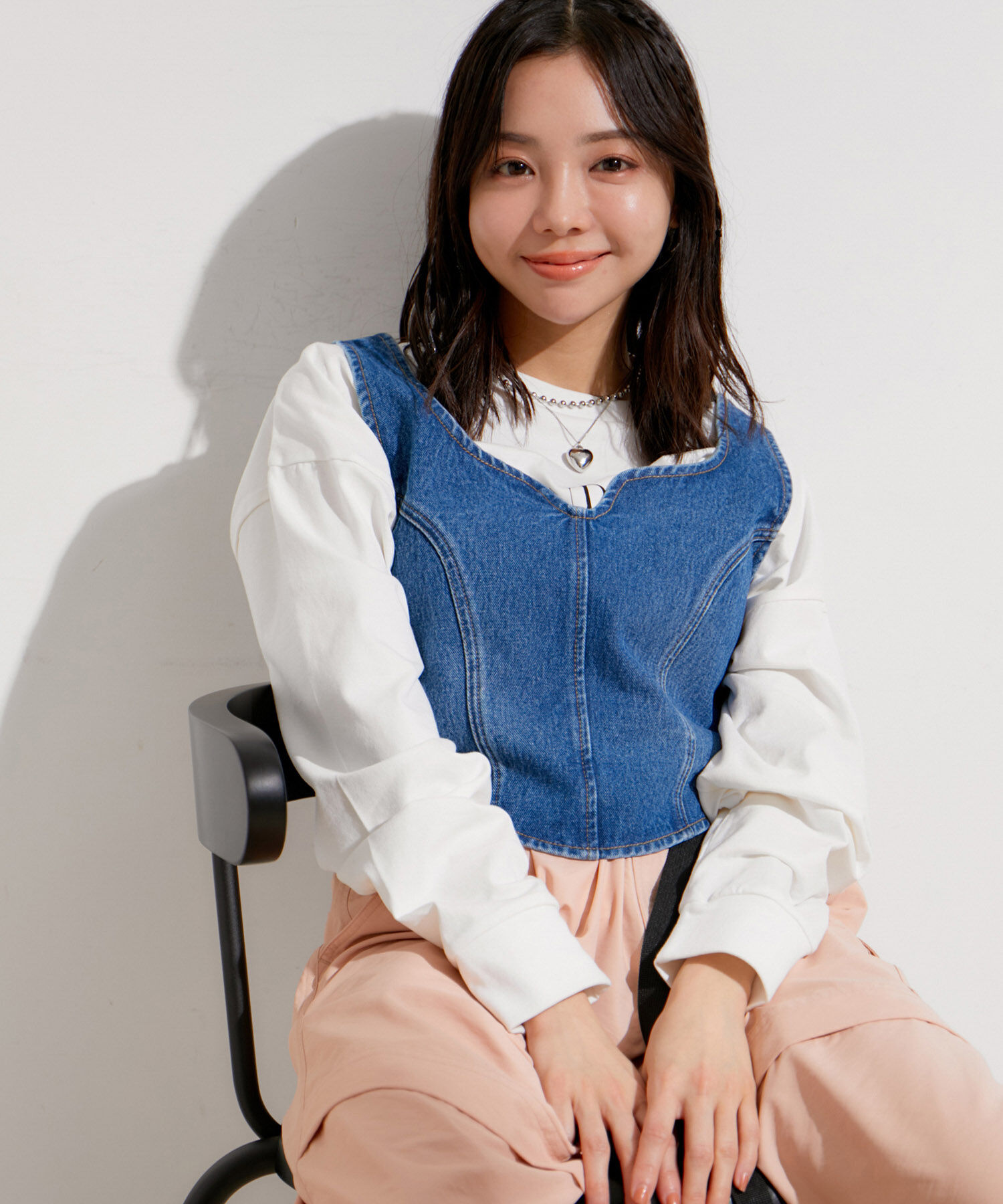 VIS「【セットアップ対応】切替ラインデニムビスチェ【洗える】」|ベスト・ジレ|