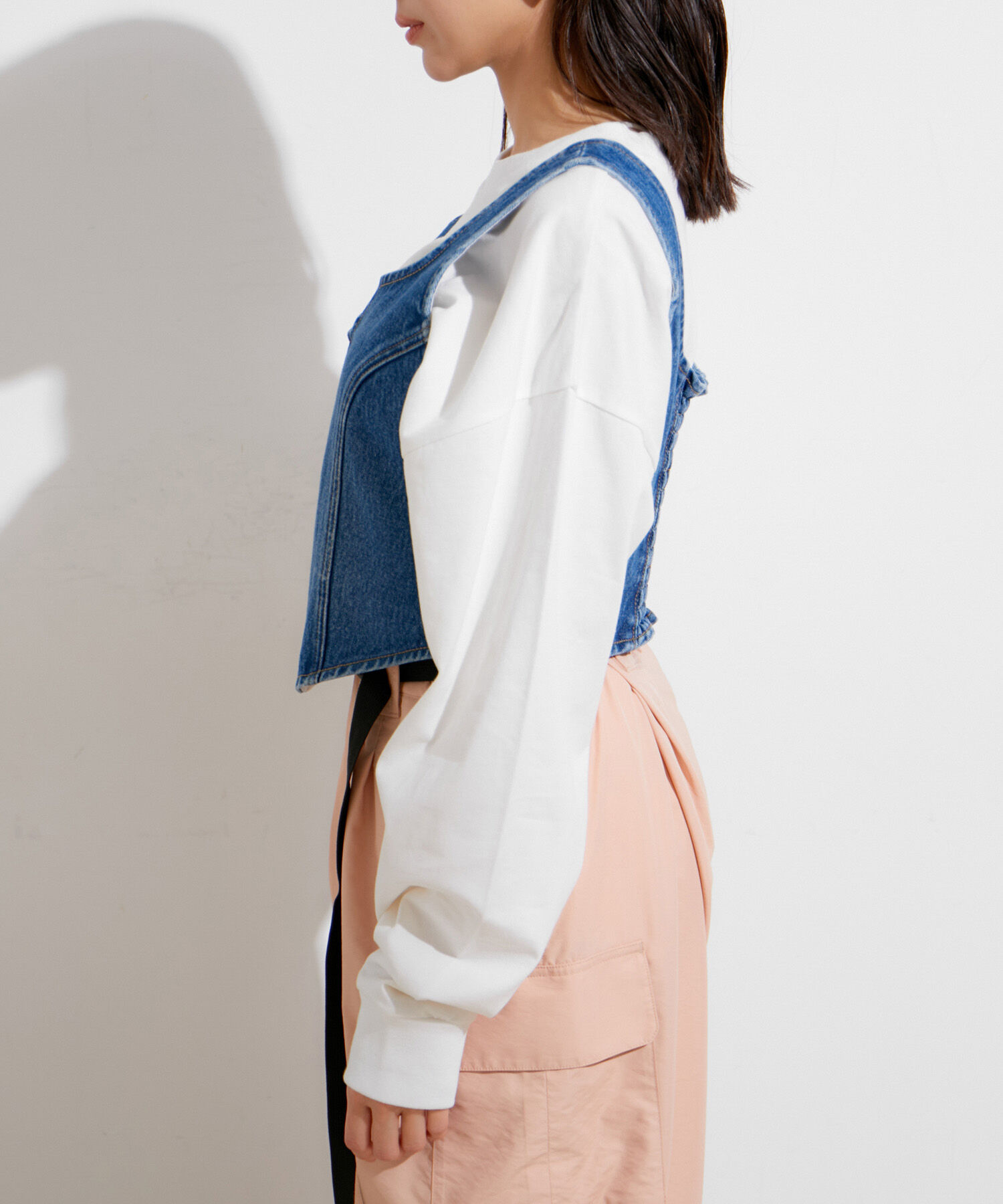 VIS「【セットアップ対応】切替ラインデニムビスチェ【洗える】」|ベスト・ジレ|