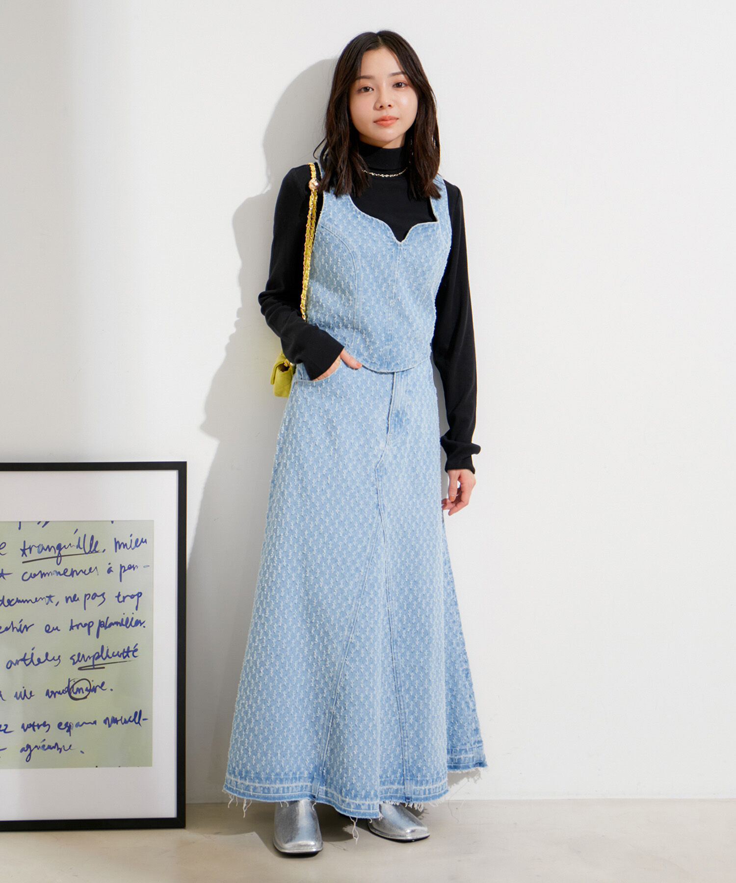 VIS「【セットアップ対応】切替ラインデニムビスチェ【洗える】」|ベスト・ジレ|