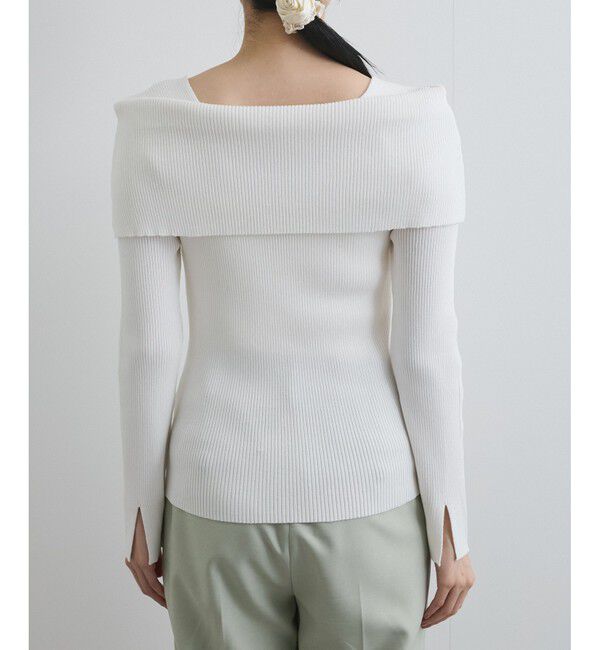 VIS「【アンチピリング】【UVケア】オフショルダー風リブニットプルオーバー」|ニット・セーター|