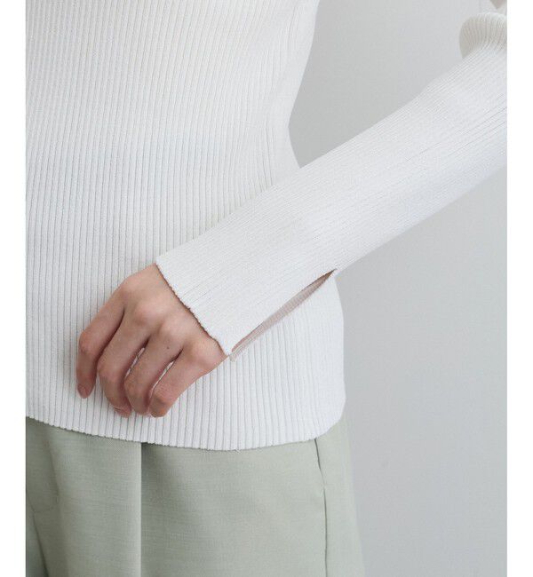 VIS「【アンチピリング】【UVケア】オフショルダー風リブニットプルオーバー」|ニット・セーター|