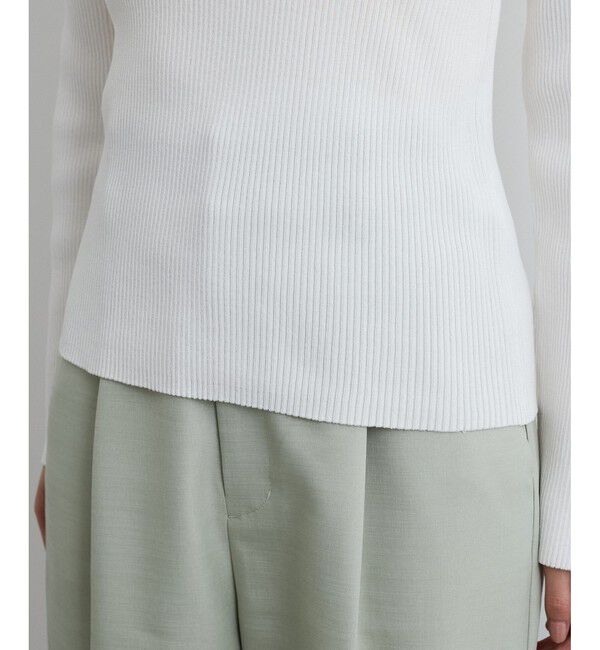 VIS「【アンチピリング】【UVケア】オフショルダー風リブニットプルオーバー」|ニット・セーター|