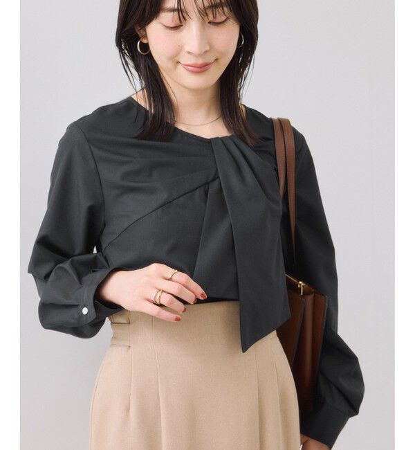 VIS「フロントねじりデザインブラウス」|シャツ・ブラウス|ブラック(01)