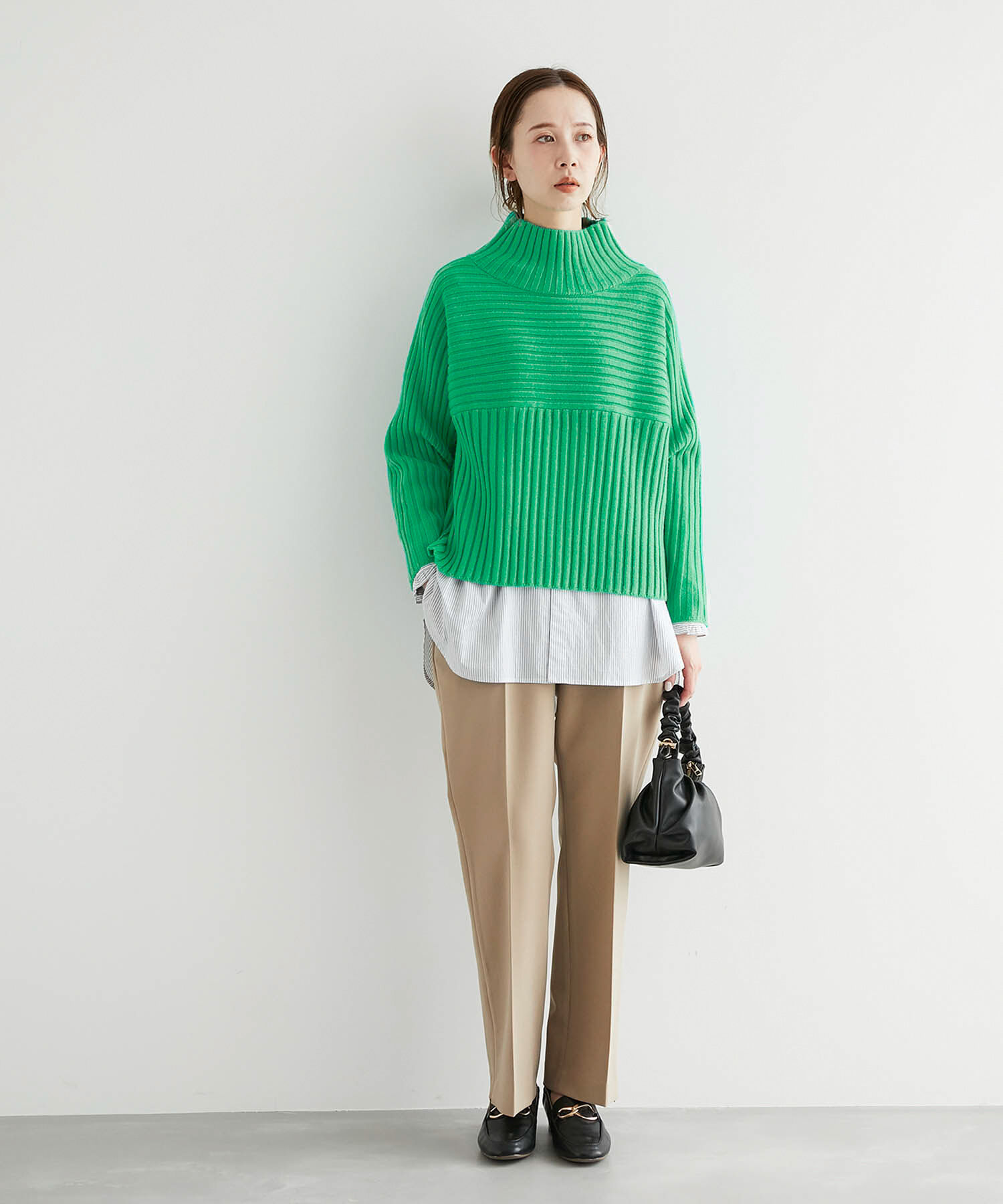 Rope&rsquo;Picnic「【芳根京子さん別注カラー:ブルー,カラシ】リブ切替プルオーバー」|ニット・セーター|