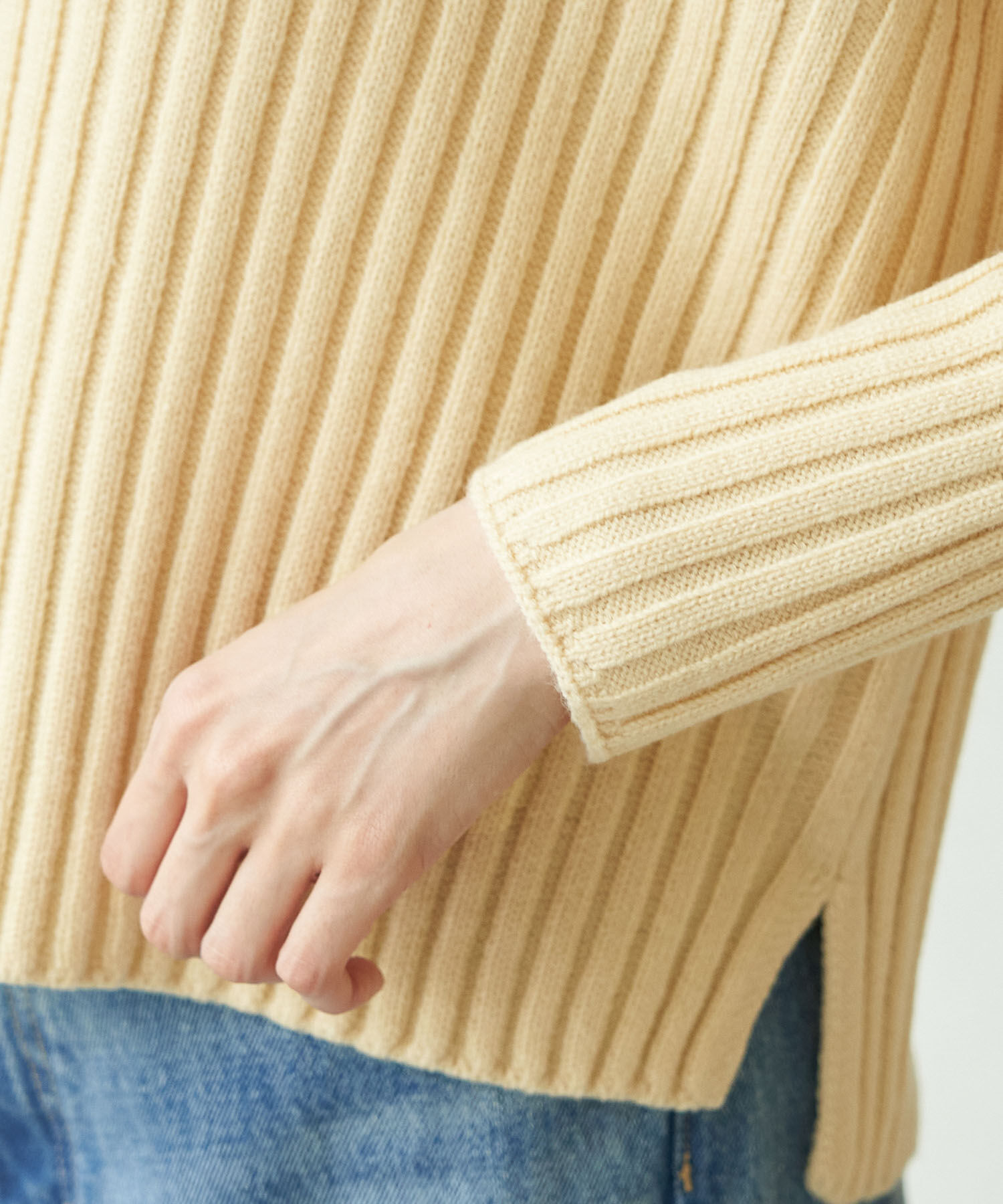 Rope&rsquo;Picnic「【芳根京子さん別注カラー:ブルー,カラシ】リブ切替プルオーバー」|ニット・セーター|