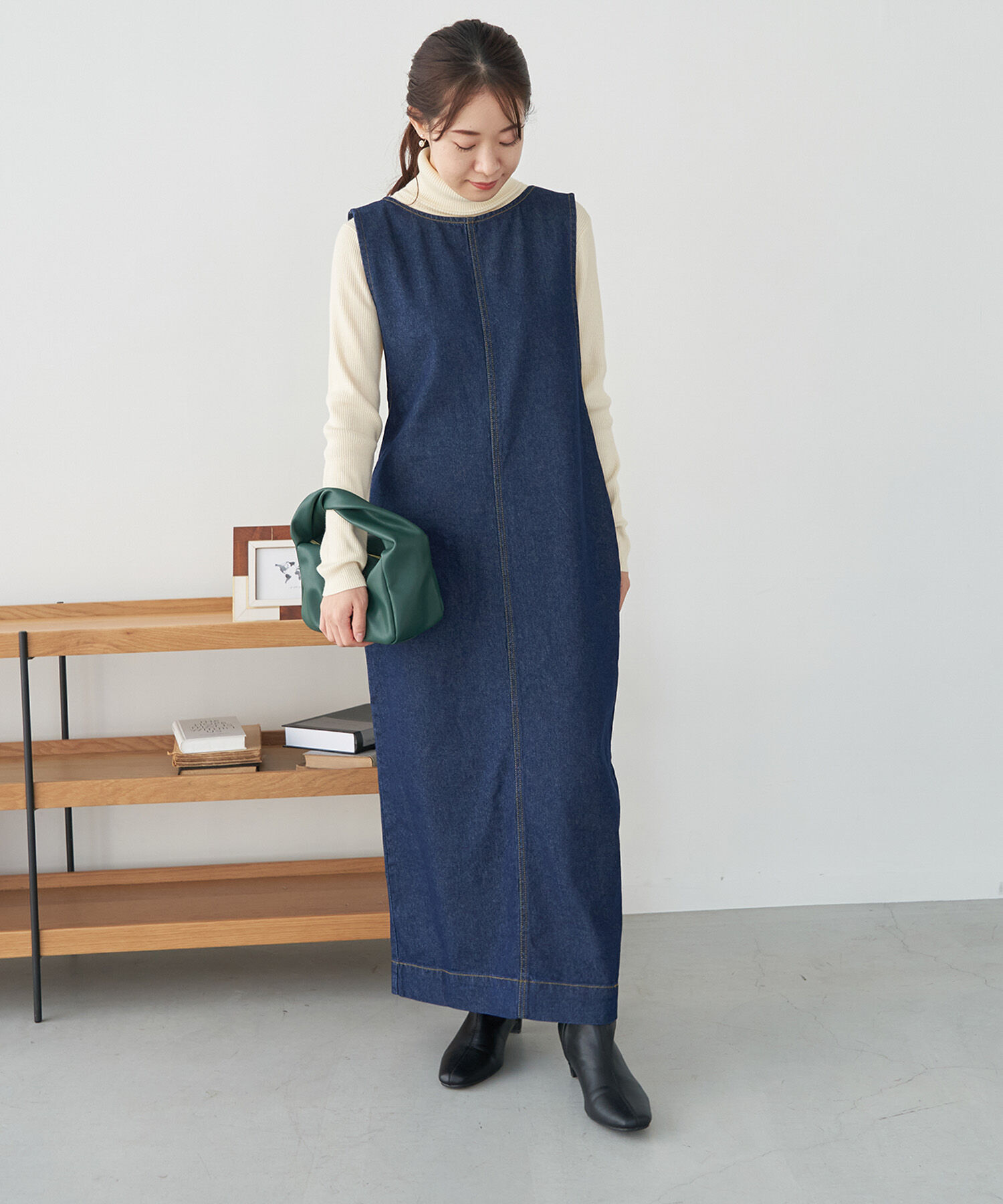 Rope&rsquo;Picnic「デニムジャンパーワンピース」|ジャンパースカート|