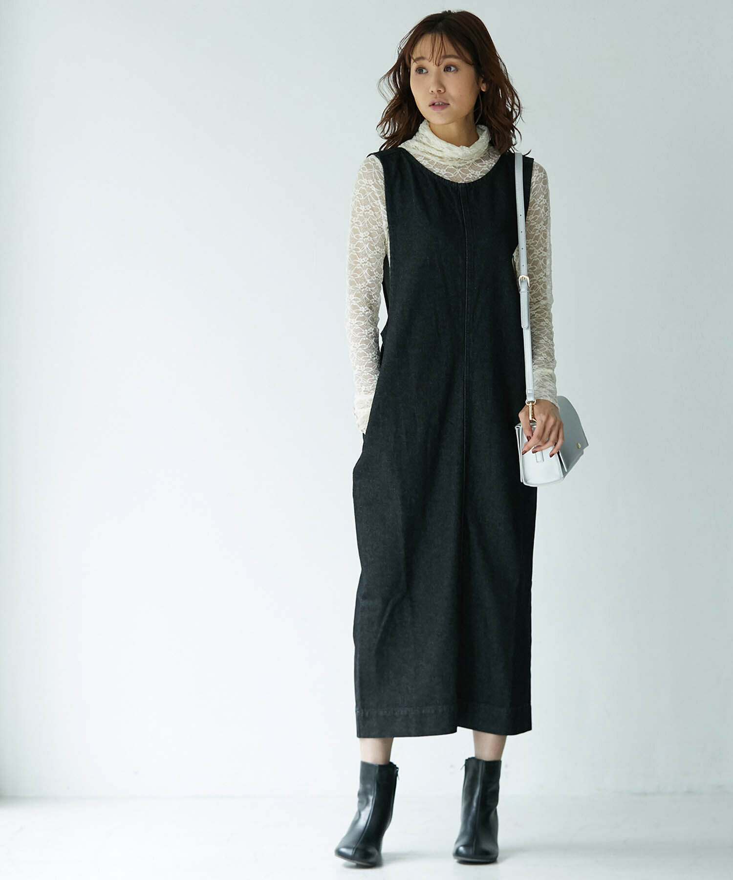 Rope&rsquo;Picnic「デニムジャンパーワンピース」|ジャンパースカート|