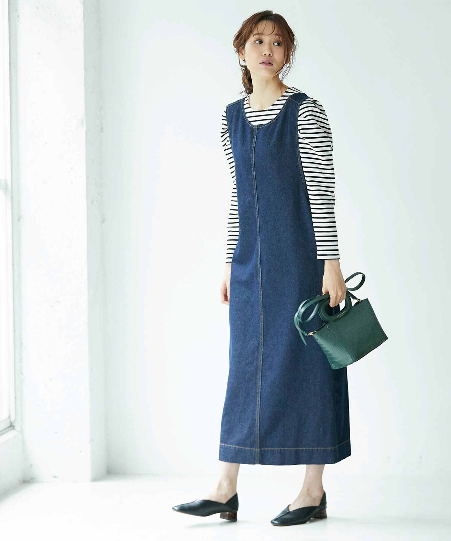 Rope&rsquo;Picnic「デニムジャンパーワンピース」|ジャンパースカート|