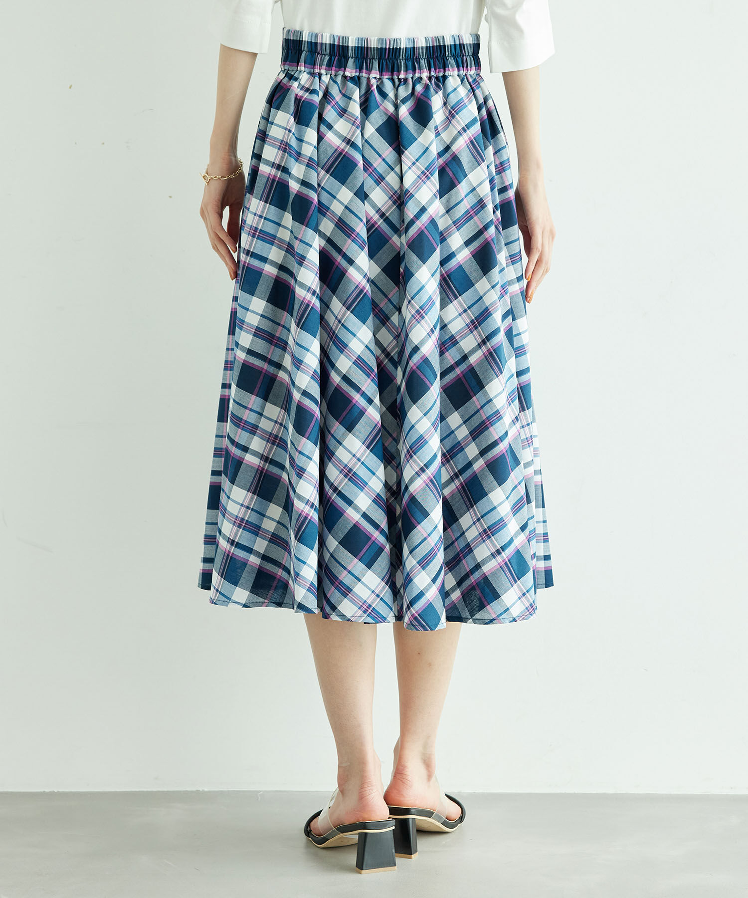 Rope&rsquo;Picnic「【WEB限定カラー:ネイビー】着丈が選べるマドラスチェックスカート」|スカート|