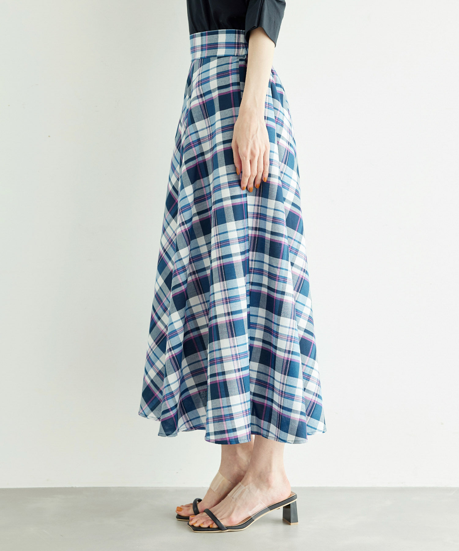 Rope&rsquo;Picnic「【WEB限定カラー:ネイビー】着丈が選べるマドラスチェックスカート」|スカート|