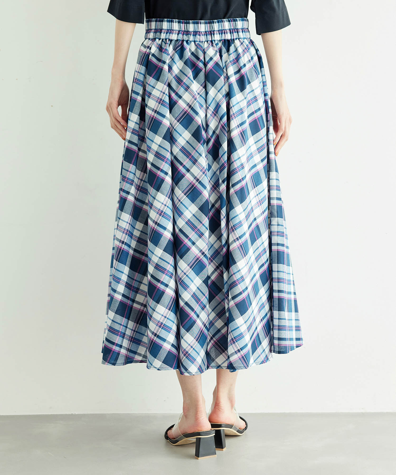 Rope&rsquo;Picnic「【WEB限定カラー:ネイビー】着丈が選べるマドラスチェックスカート」|スカート|