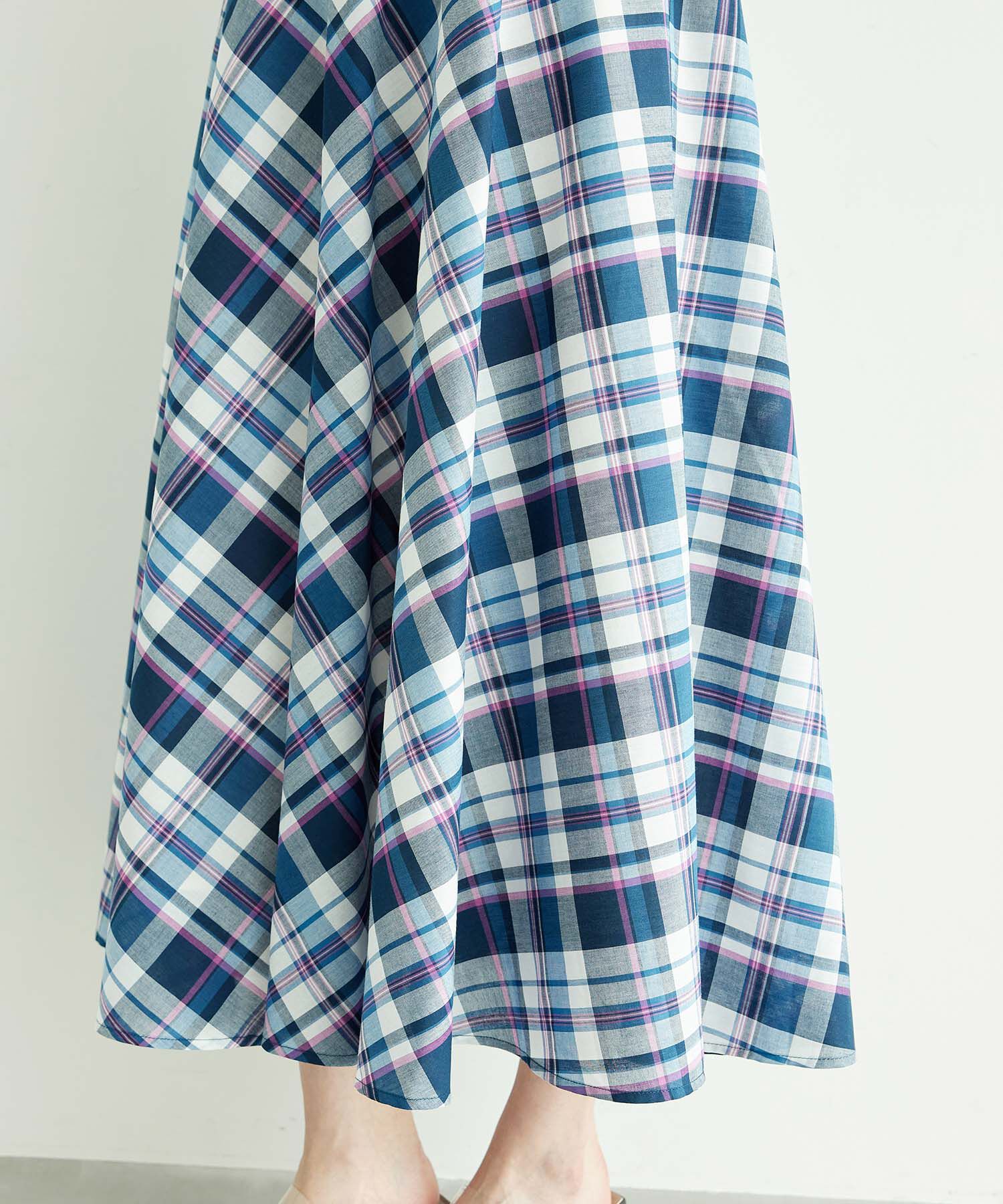 Rope&rsquo;Picnic「【WEB限定カラー:ネイビー】着丈が選べるマドラスチェックスカート」|スカート|