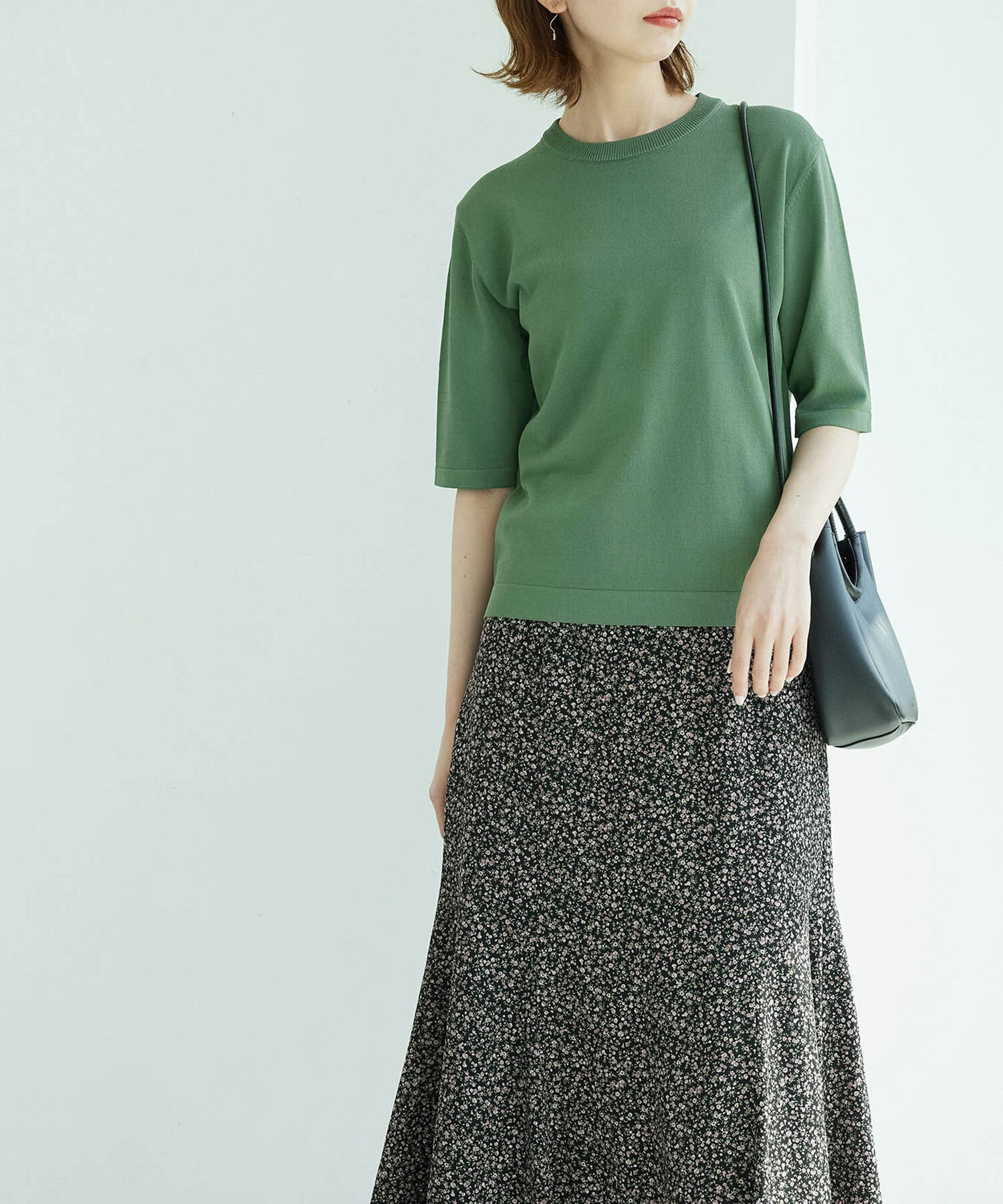 Rope&rsquo;Picnic「天竺編みハーフスリーブトップス」|ニット・セーター|