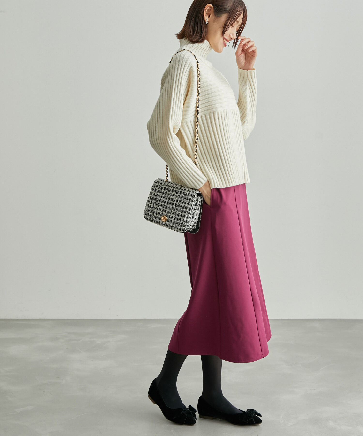 Rope&rsquo;Picnic「【WEB限定カラー:ピンク】ラク美/セミフレアスカート」|スカート|