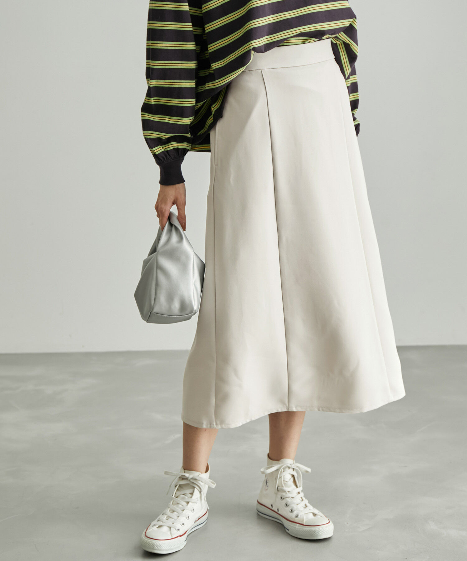 Rope&rsquo;Picnic「【WEB限定カラー:ピンク】ラク美/セミフレアスカート」|スカート|グレー系(09)