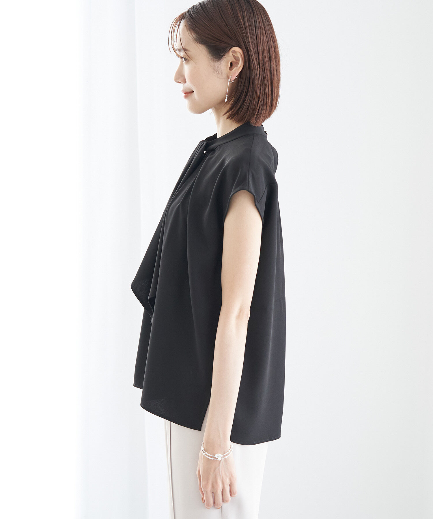 Rope&rsquo;Picnic「【WEB限定カラー:モカ,クリーム】2WAY/ボウタイフレンチスリーブブラウス」|シャツ・ブラウス|