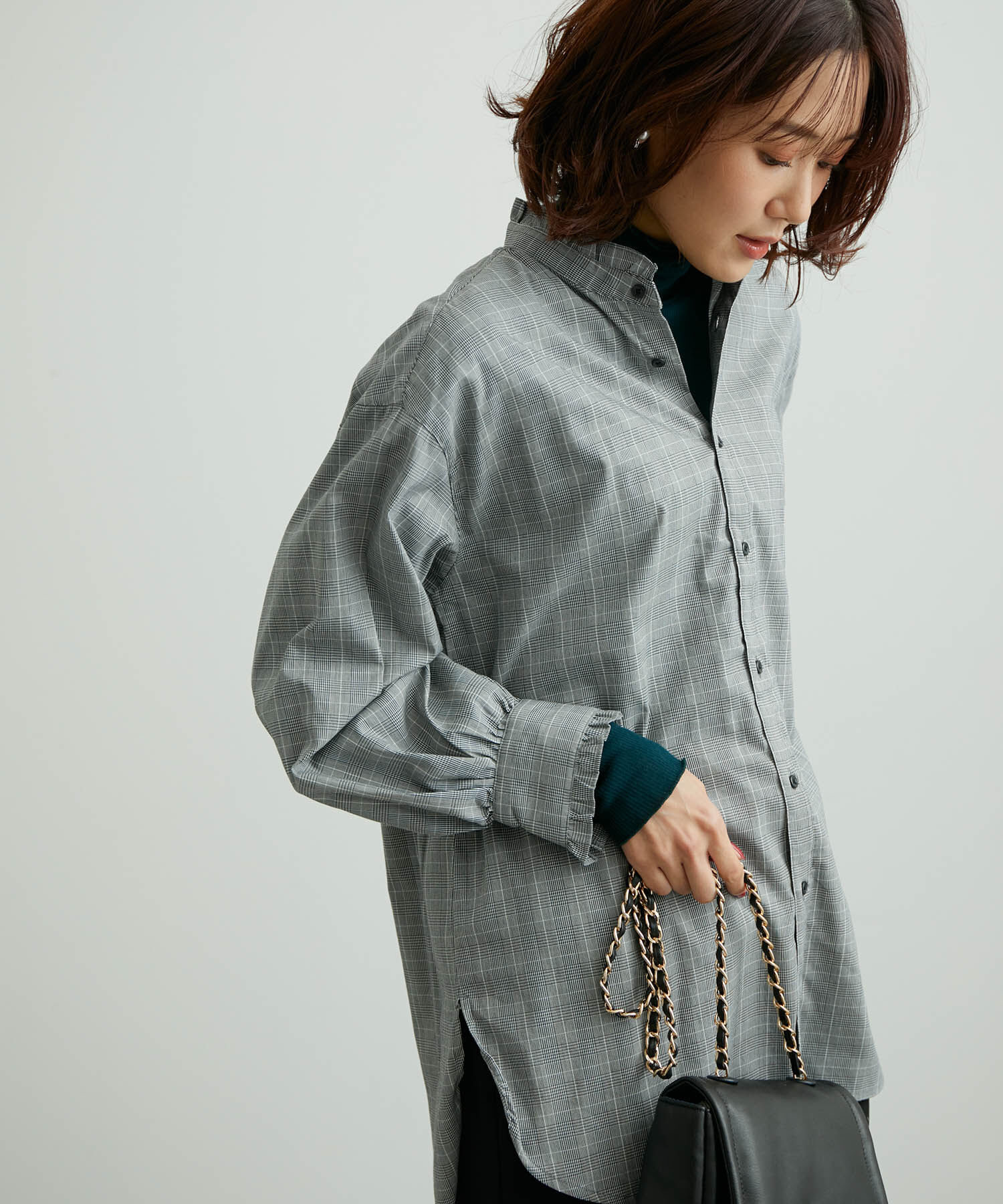 Rope&rsquo;Picnic「フリルバンドカラーシャツ」|シャツ・ブラウス|ブラック(01)