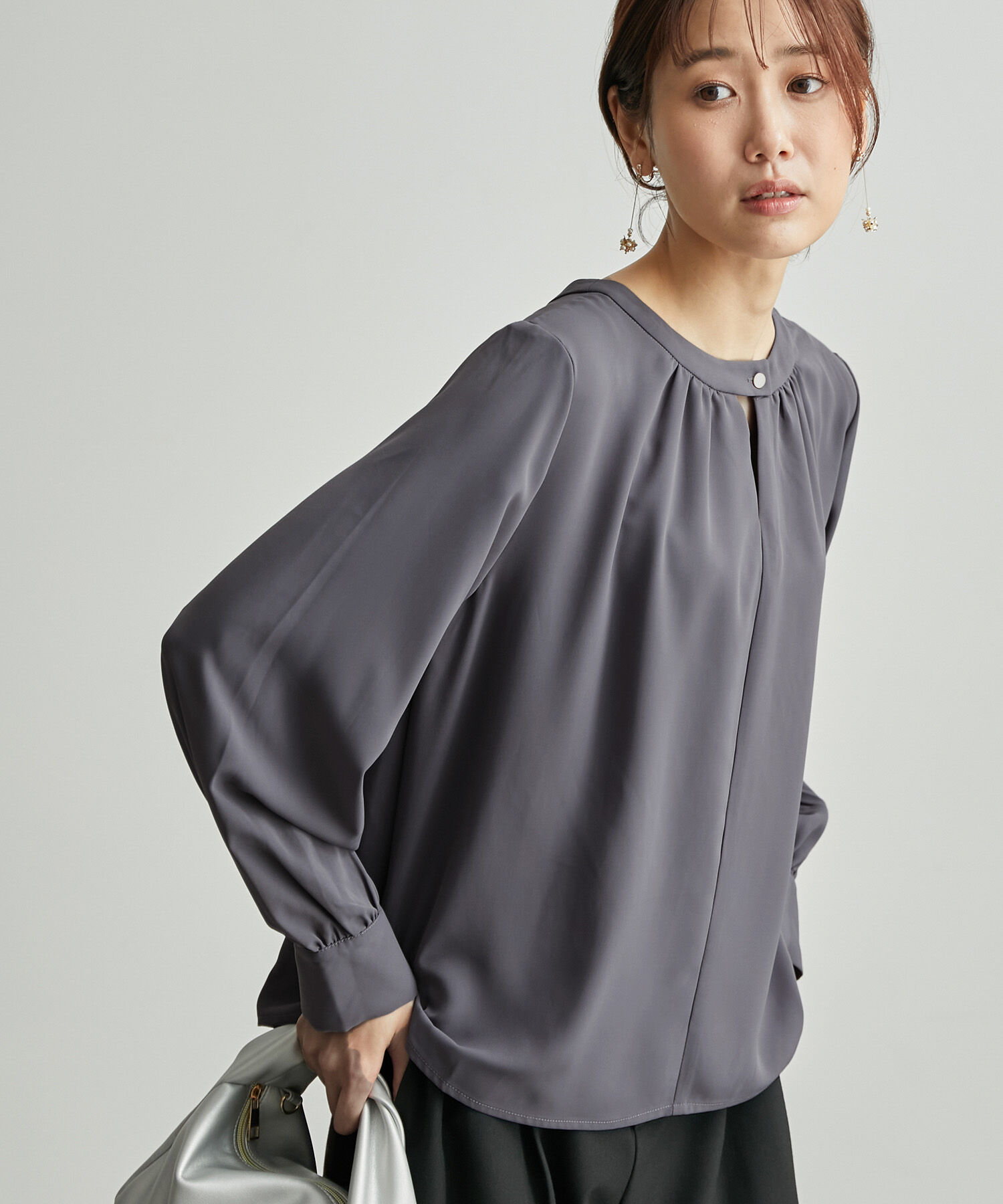 Rope&rsquo;Picnic「2WAY/とろみ合繊ギャザーブラウス」|シャツ・ブラウス|