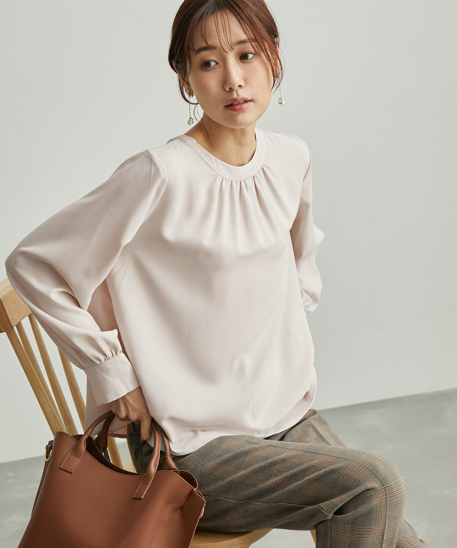 Rope&rsquo;Picnic「2WAY/とろみ合繊ギャザーブラウス」|シャツ・ブラウス|