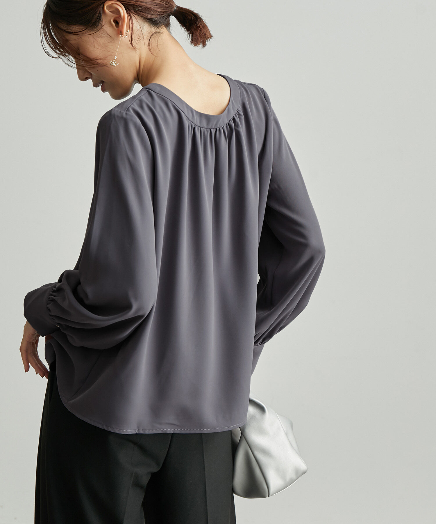 Rope&rsquo;Picnic「2WAY/とろみ合繊ギャザーブラウス」|シャツ・ブラウス|ブルー(44)