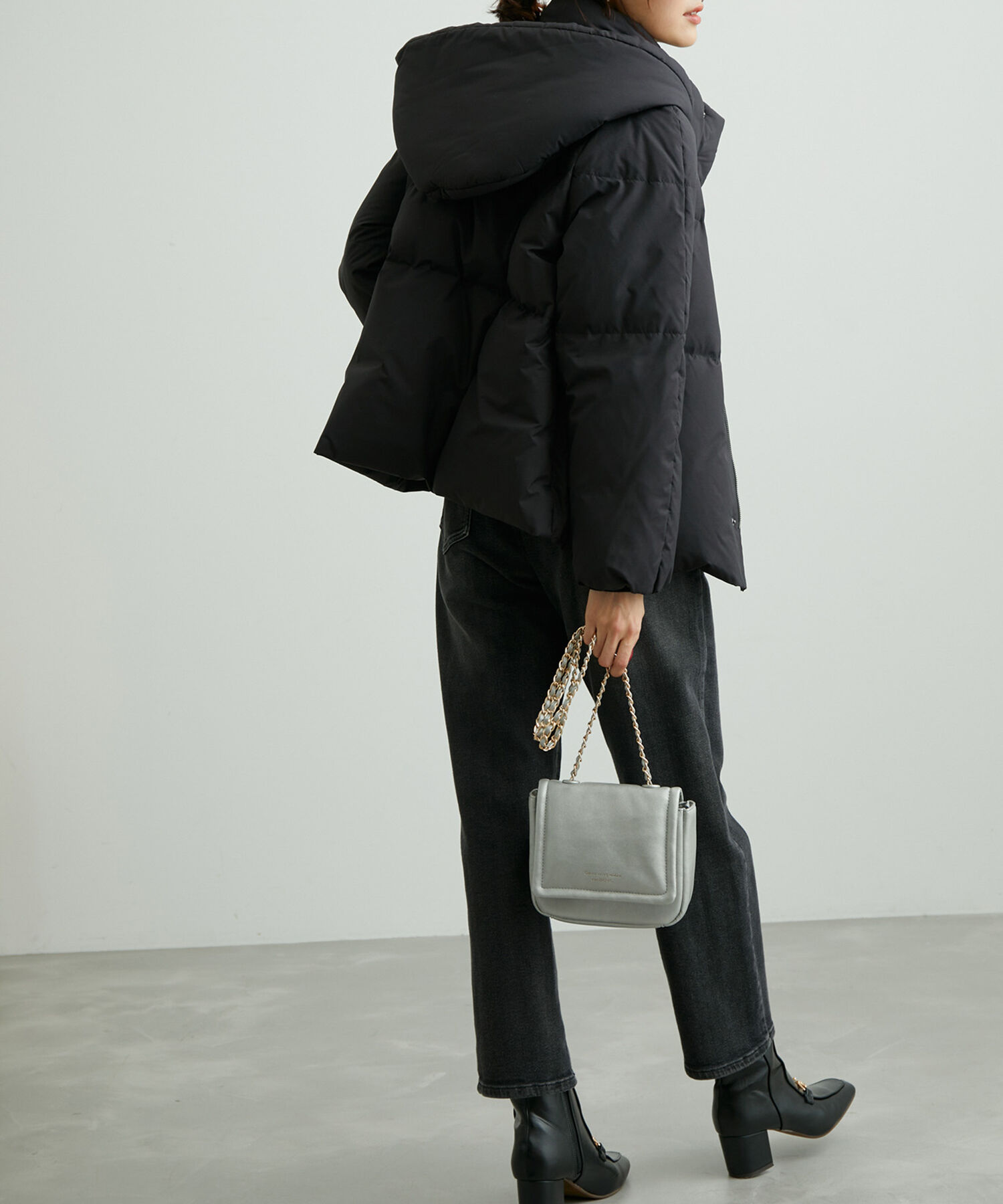 Rope&rsquo;Picnic「GREEN DOWN MINOTECK/フード取り外しショートダウン/リンクコーデ」|ダウン|