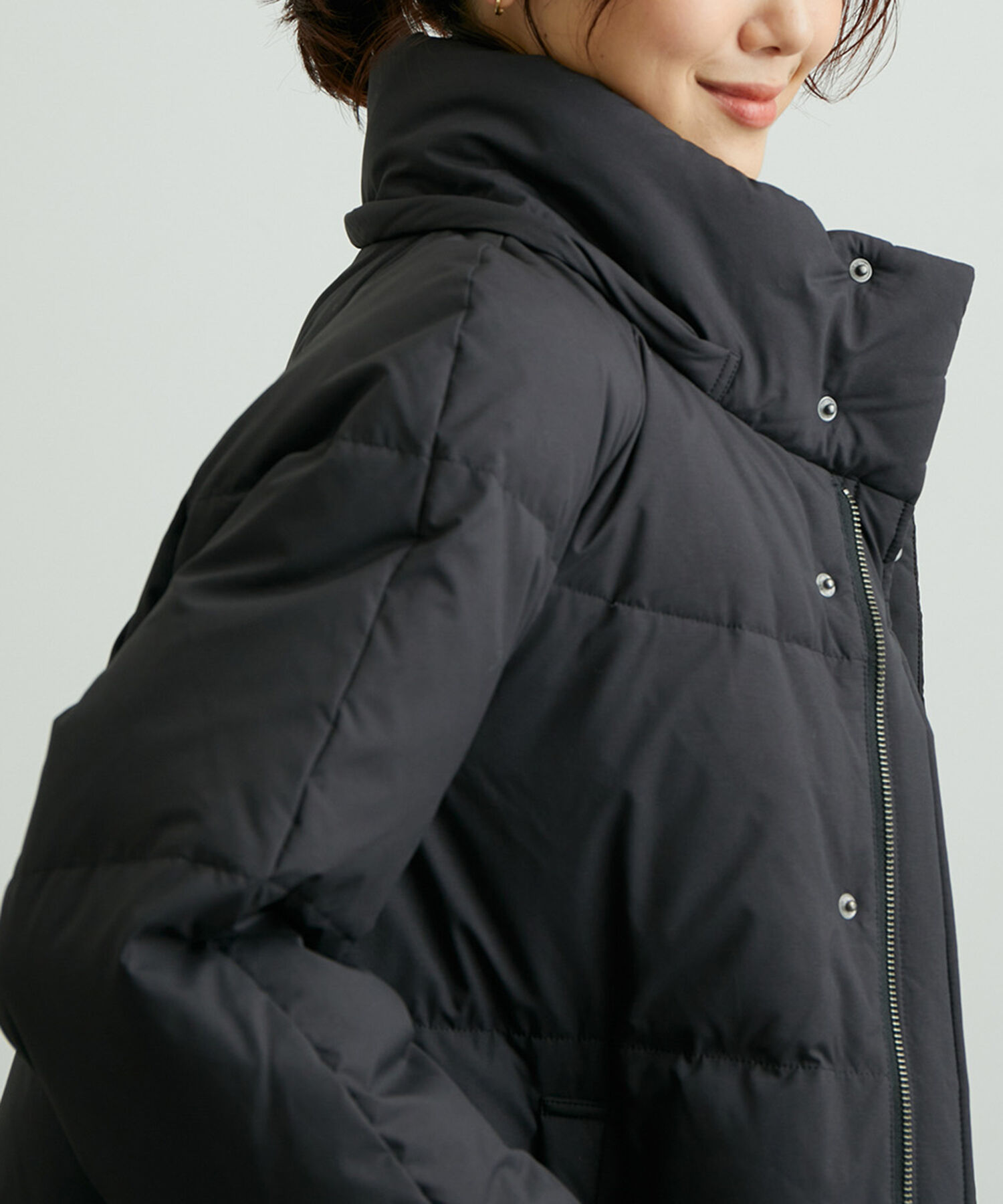 Rope&rsquo;Picnic「GREEN DOWN MINOTECK/フード取り外しショートダウン/リンクコーデ」|ダウン|