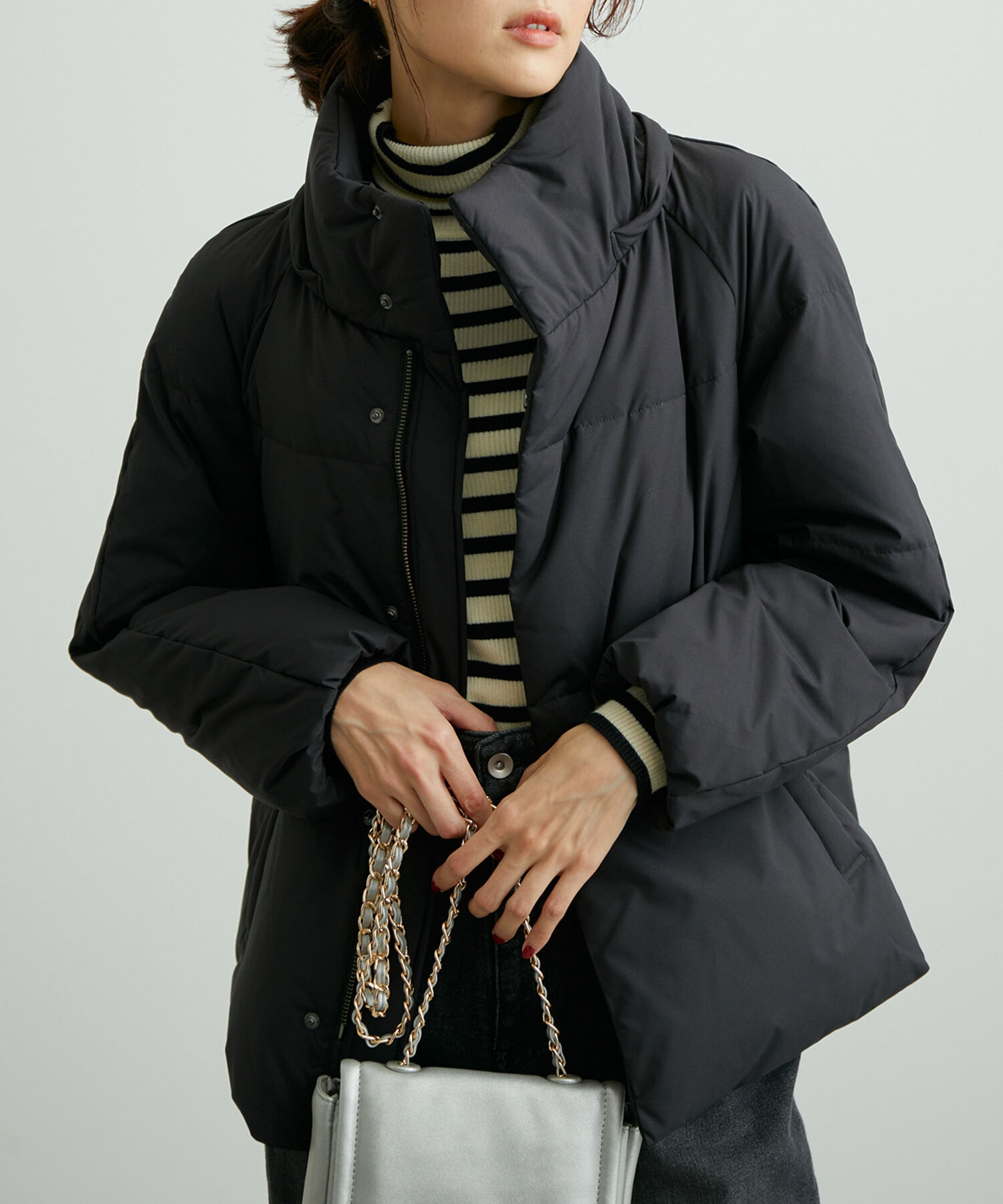 Rope&rsquo;Picnic「GREEN DOWN MINOTECK/フード取り外しショートダウン/リンクコーデ」|ダウン|