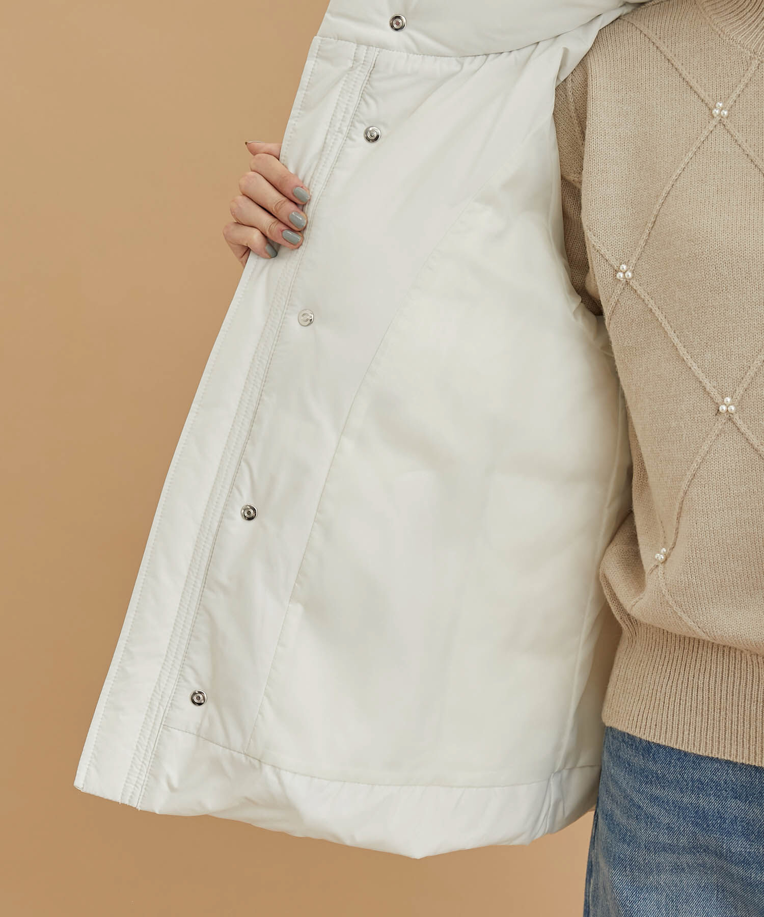 Rope&rsquo;Picnic「GREEN DOWN MINOTECK/フード取り外しショートダウン/リンクコーデ」|ダウン|